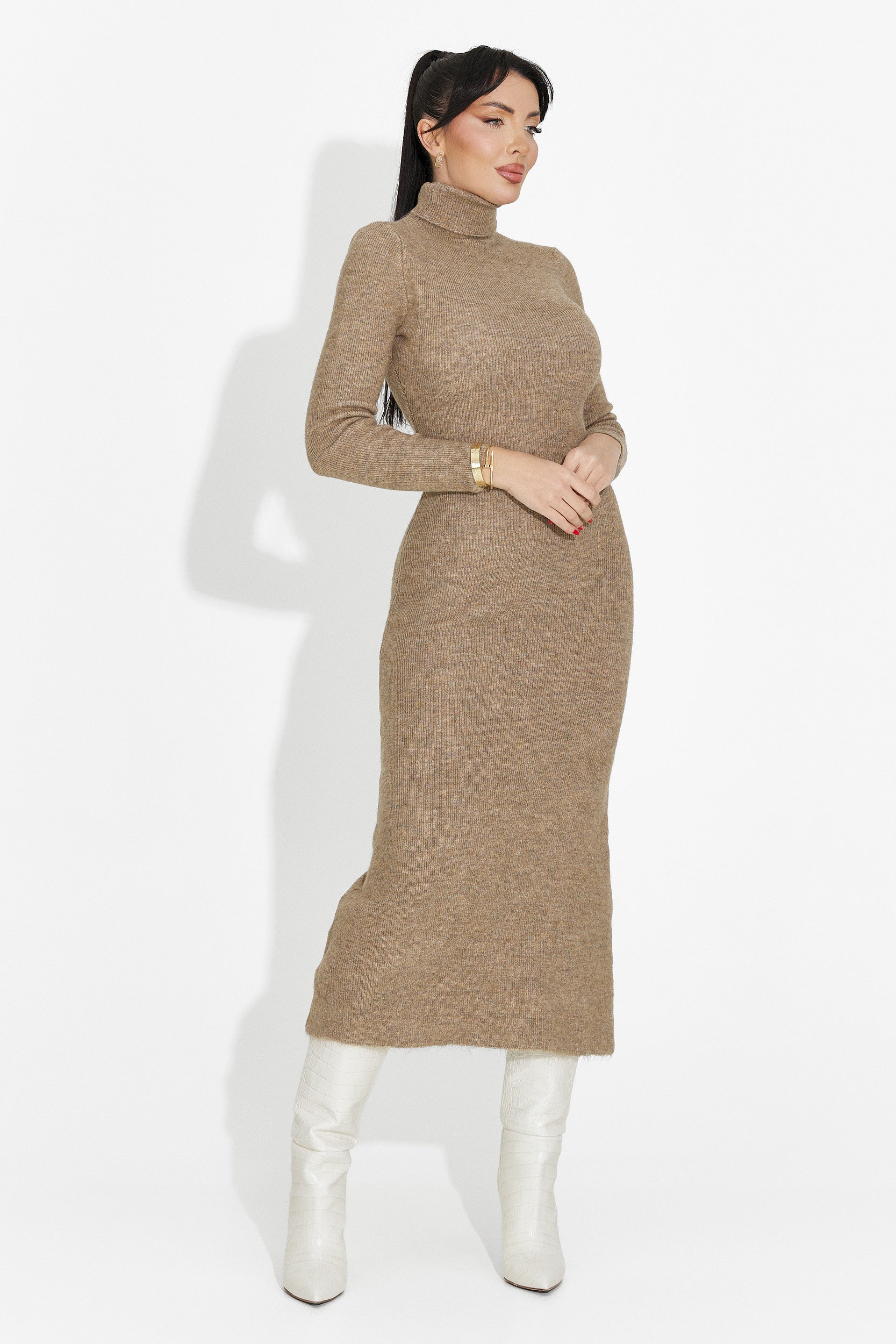 Beige Midi Women's Dress Patrisia Bogas