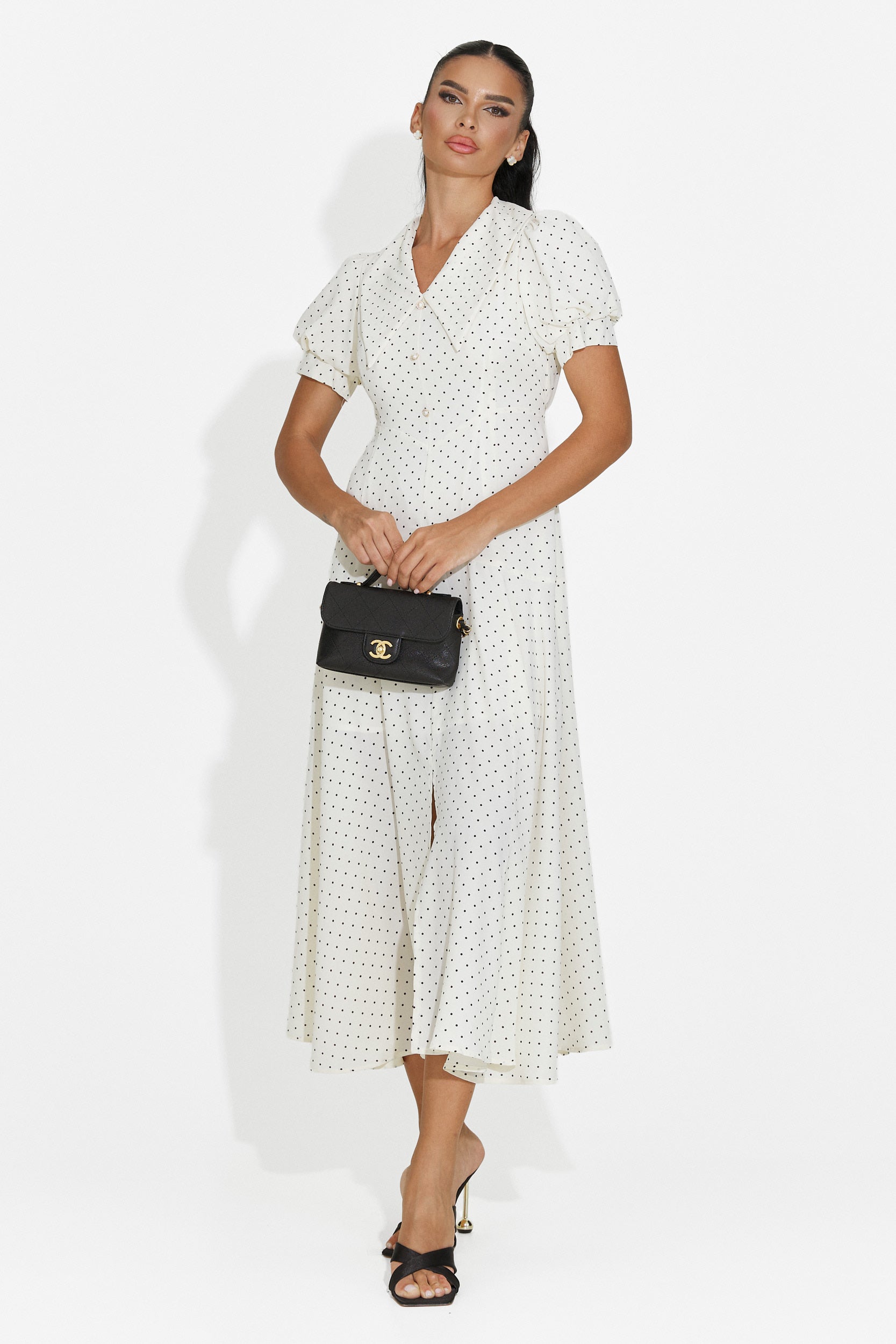 Rochie dama midi bej Taisiana Bogas