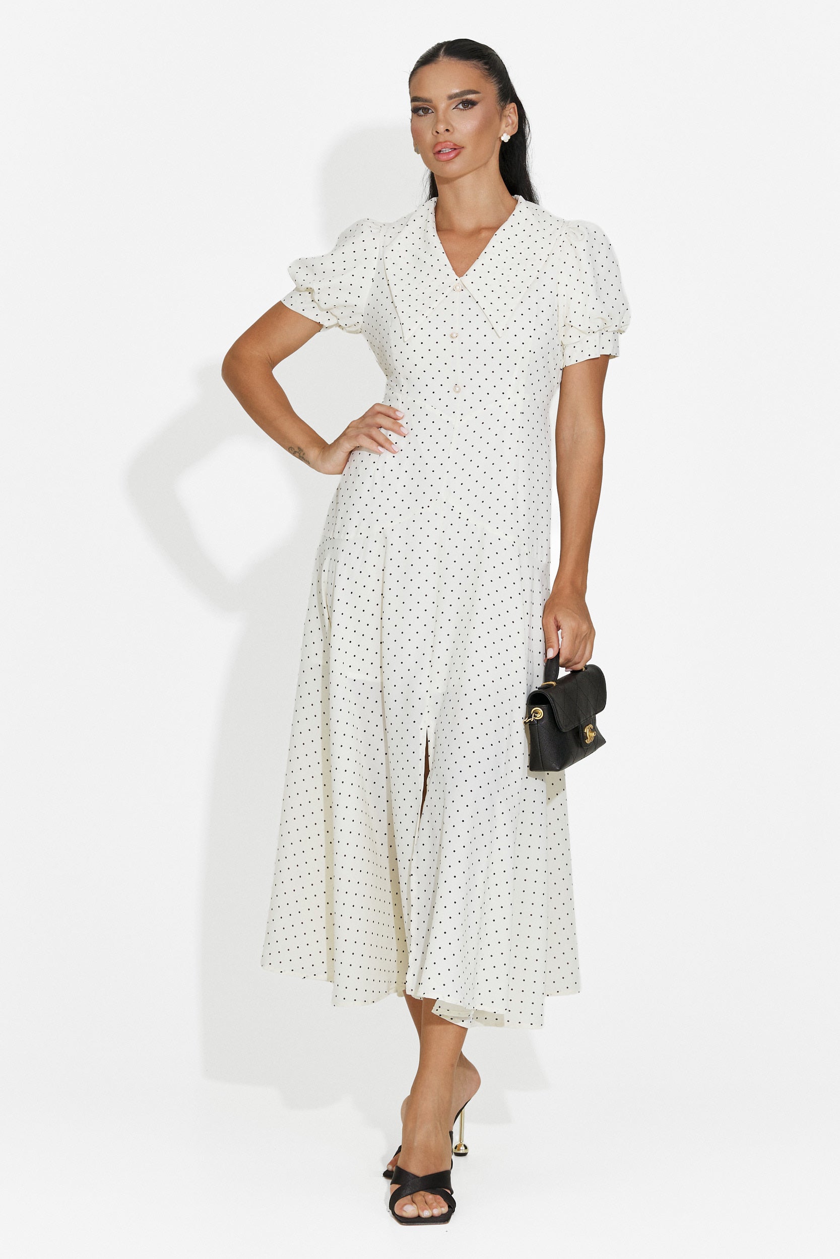 Rochie dama midi bej Taisiana Bogas