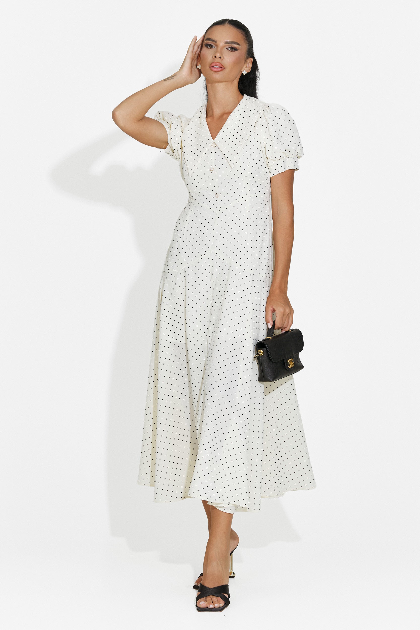Rochie dama midi bej Taisiana Bogas