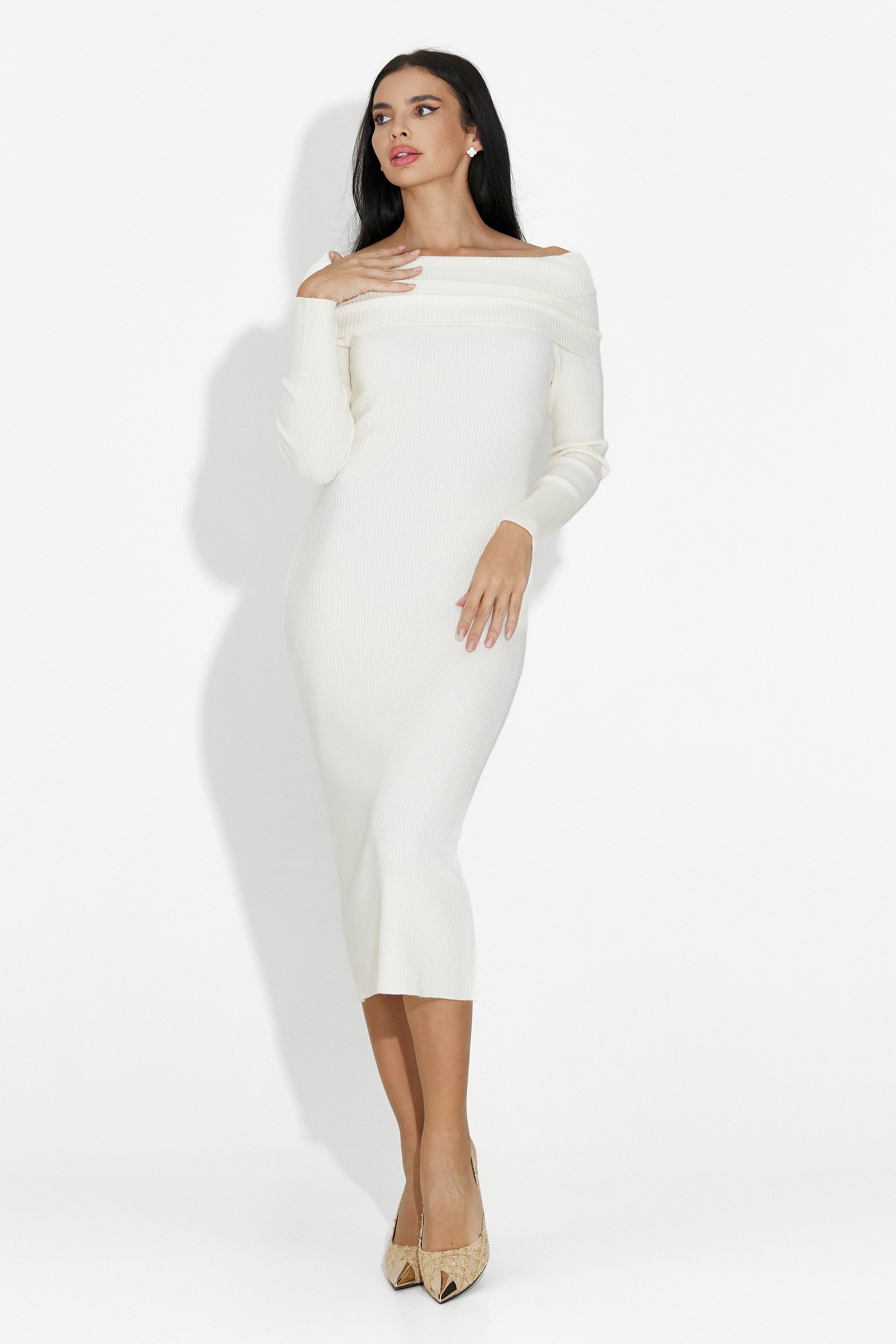 Velana Bogas Beige Midi Dress for Women