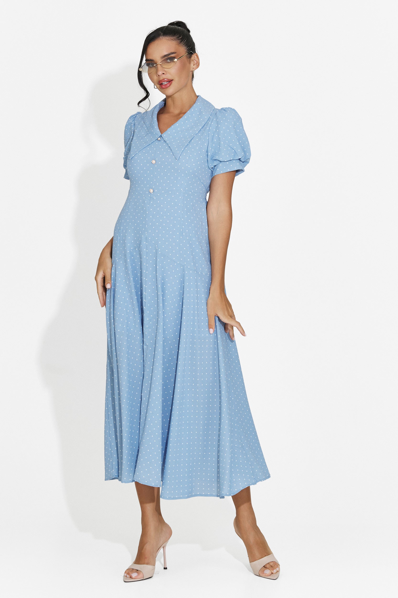 Rochie dama midi bleu Taisiana Bogas