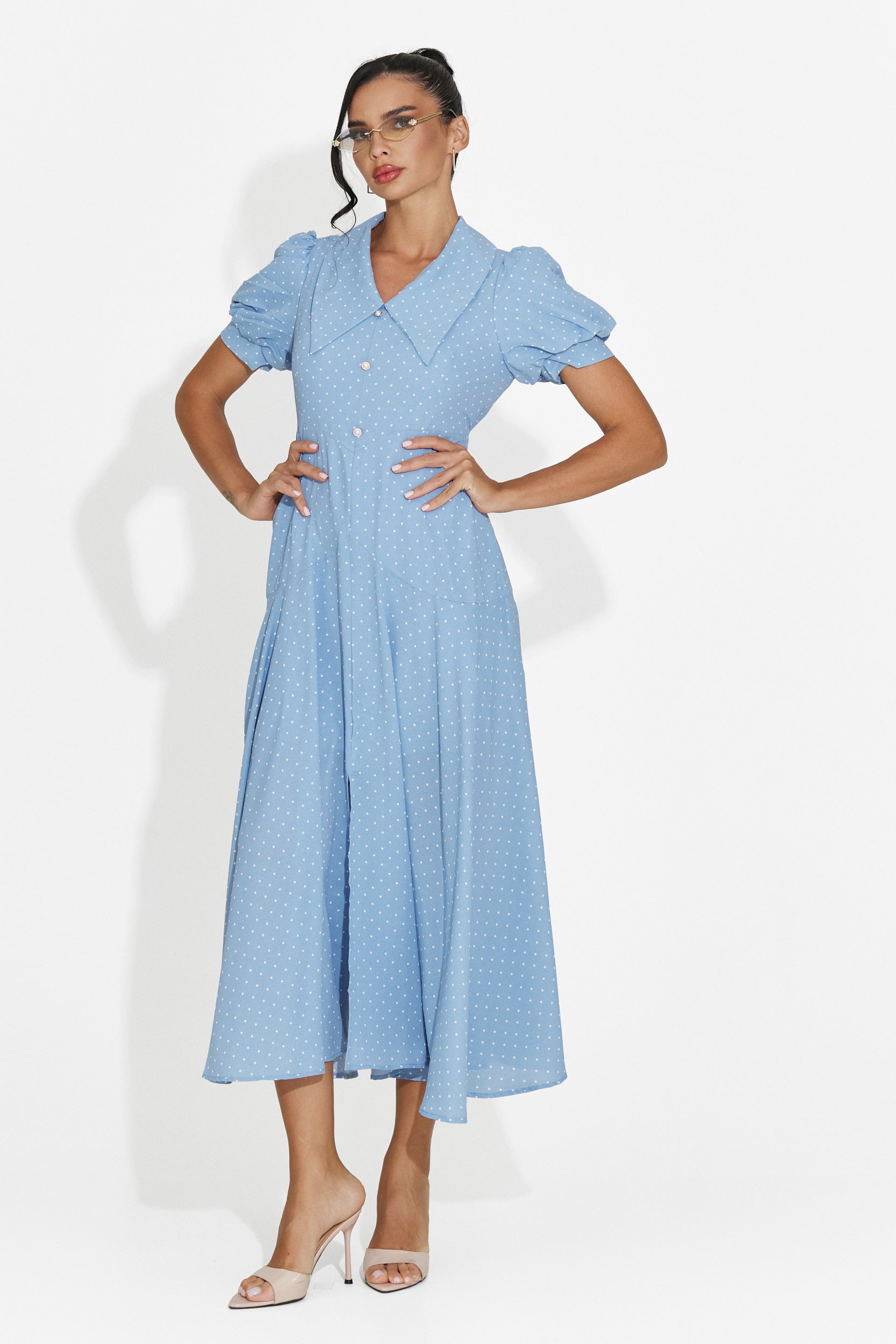 Rochie dama midi bleu Taisiana Bogas