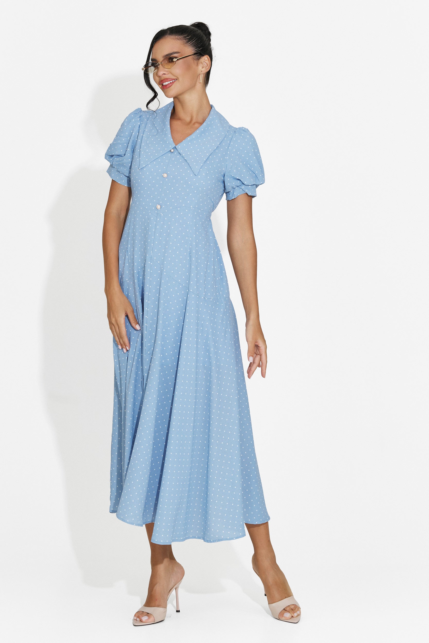 Rochie dama midi bleu Taisiana Bogas