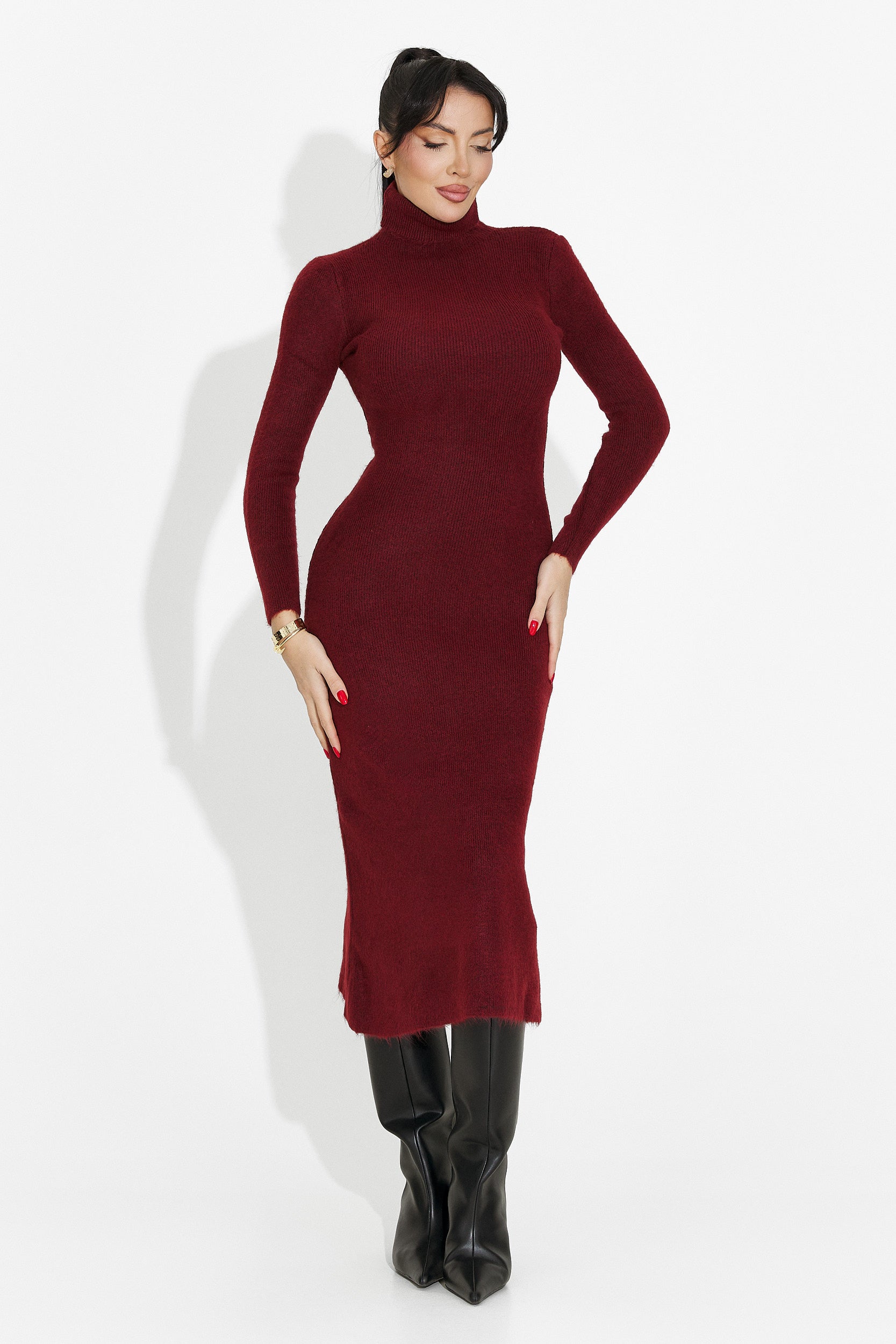 Women's midi dress burgundy Patrisia Bogas