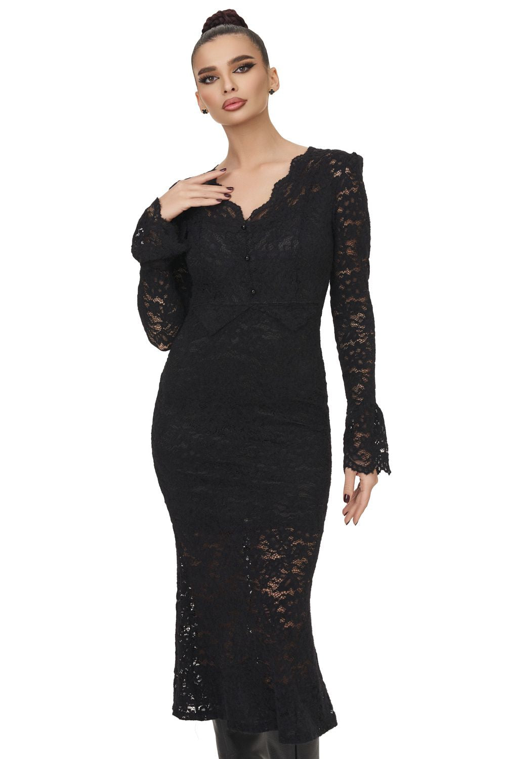 Rochie dama midi eleganta neagra Delisy Bogas