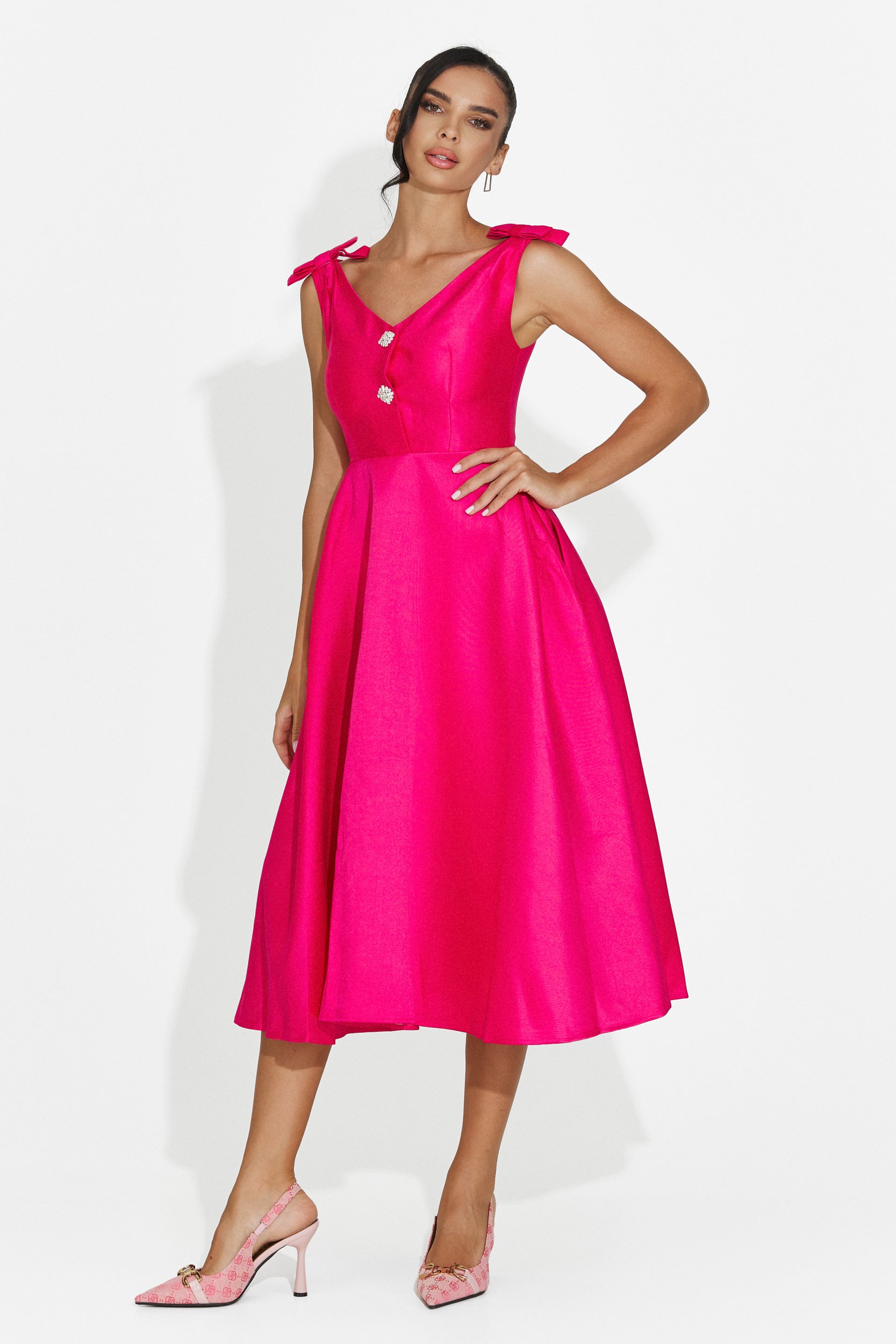 Rochie dama midi fucsia Ayanda Bogas
