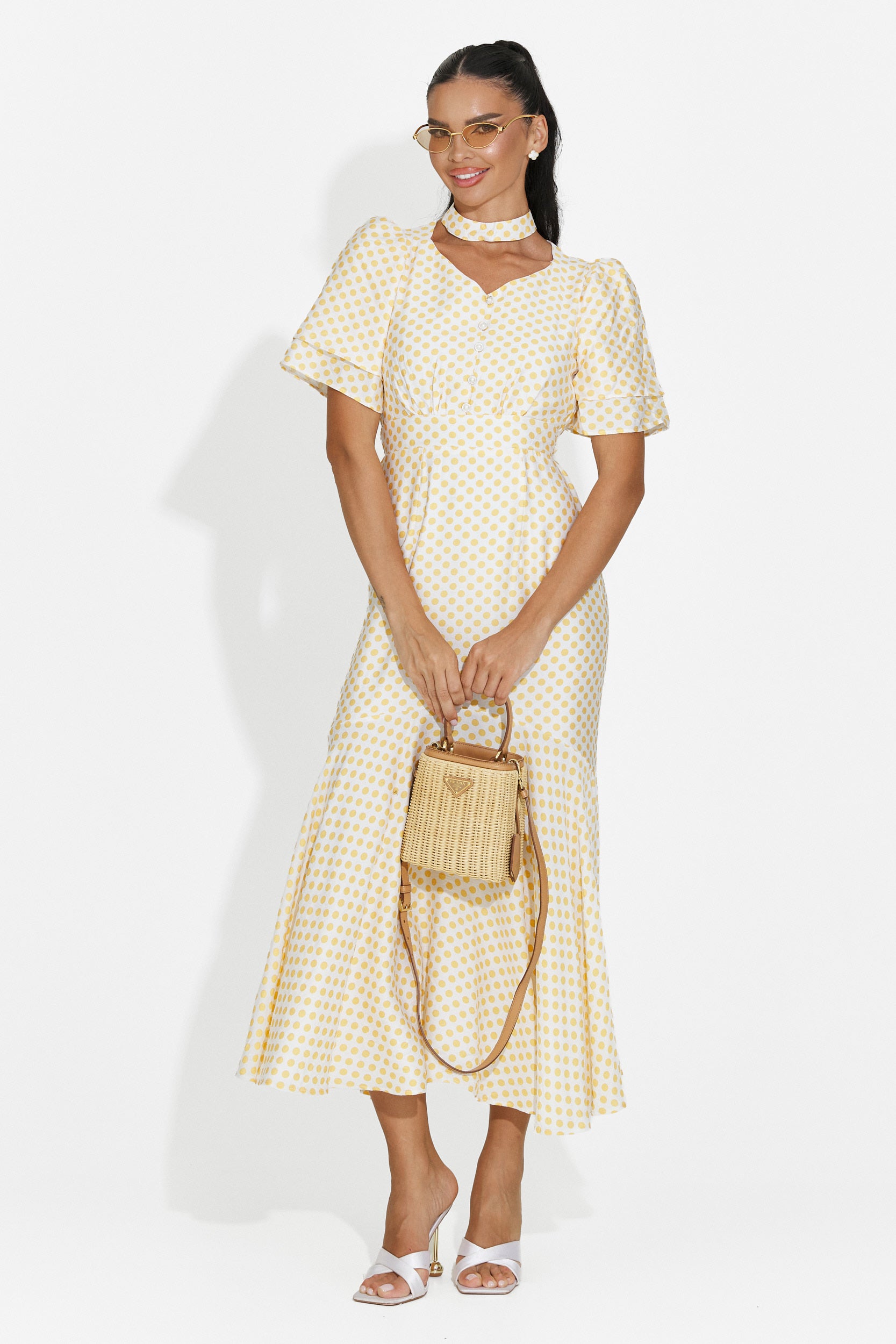 Rochie dama midi galbena Antoneia Bogas