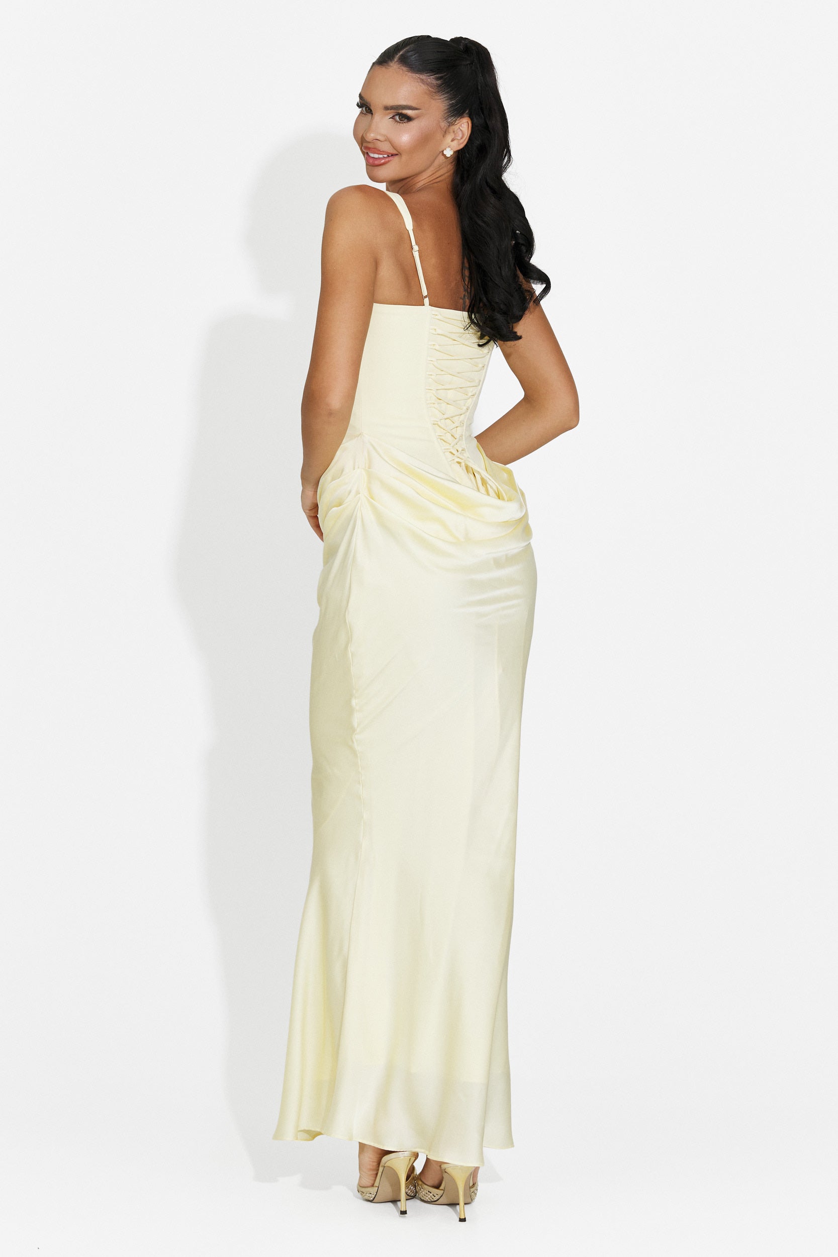 Rochie dama midi galbena Kaviala Bogas