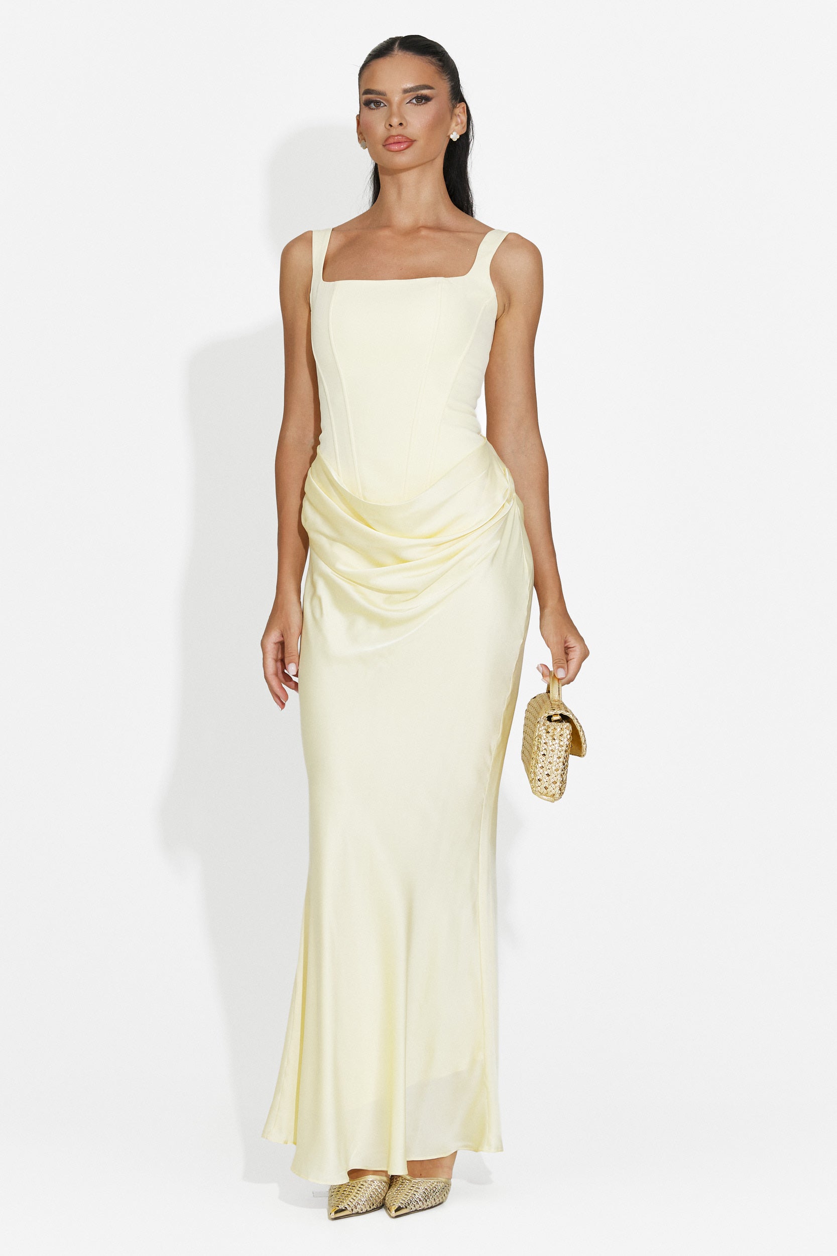Rochie dama midi galbena Kaviala Bogas