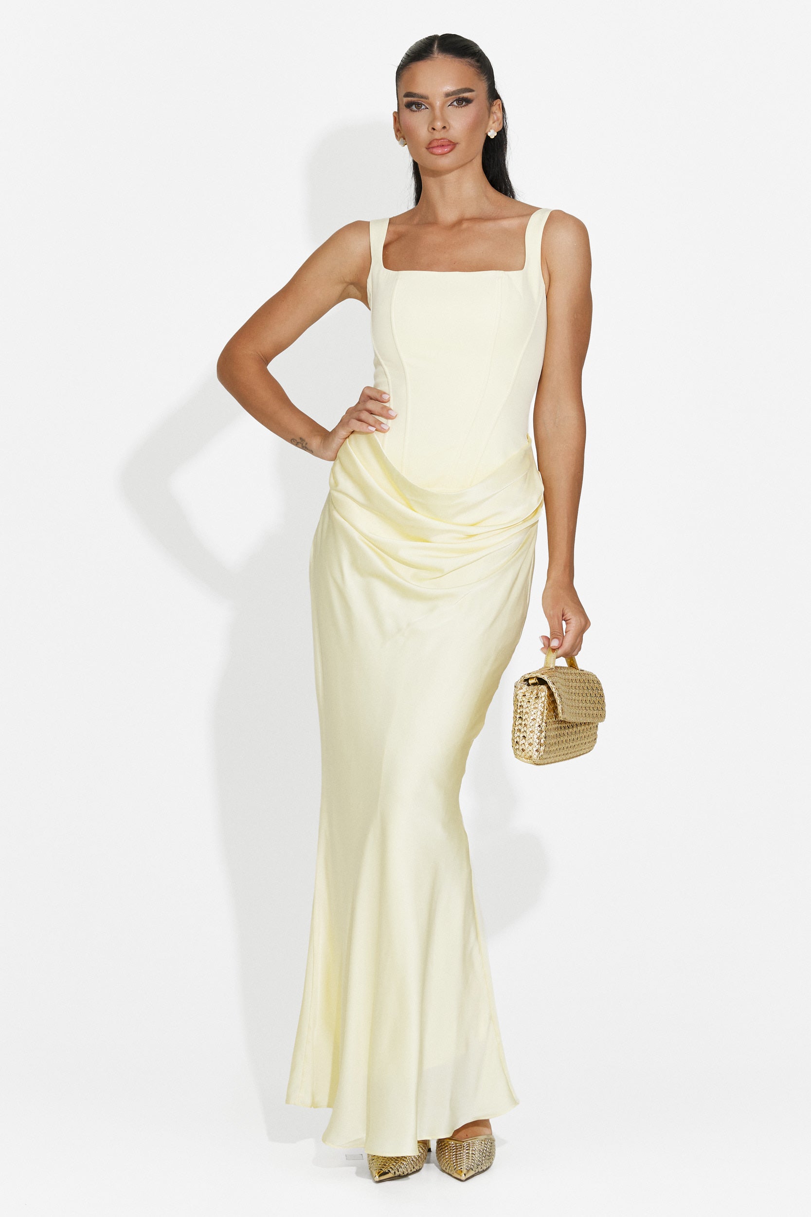 Rochie dama midi galbena Kaviala Bogas