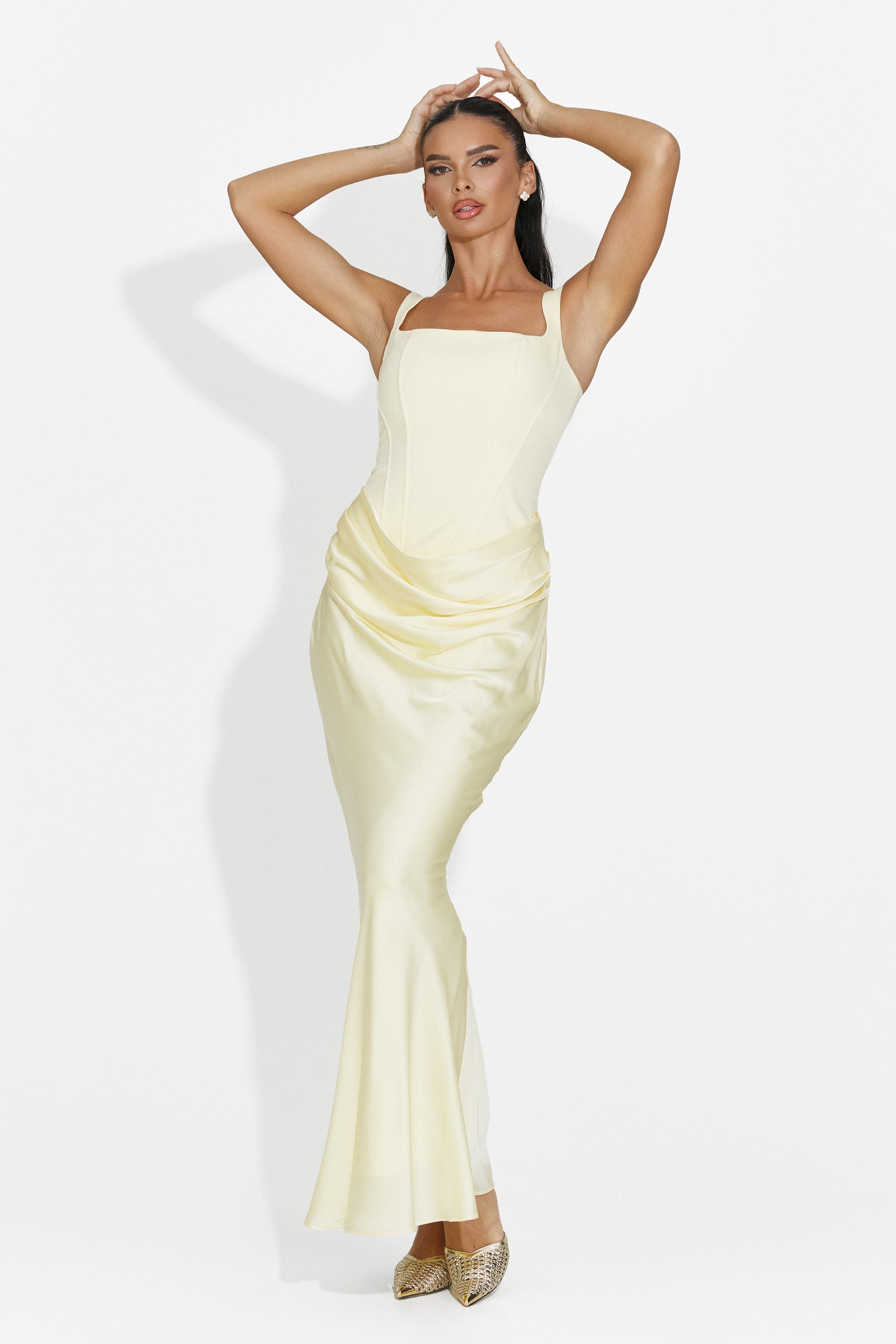 Rochie dama midi galbena Kaviala Bogas