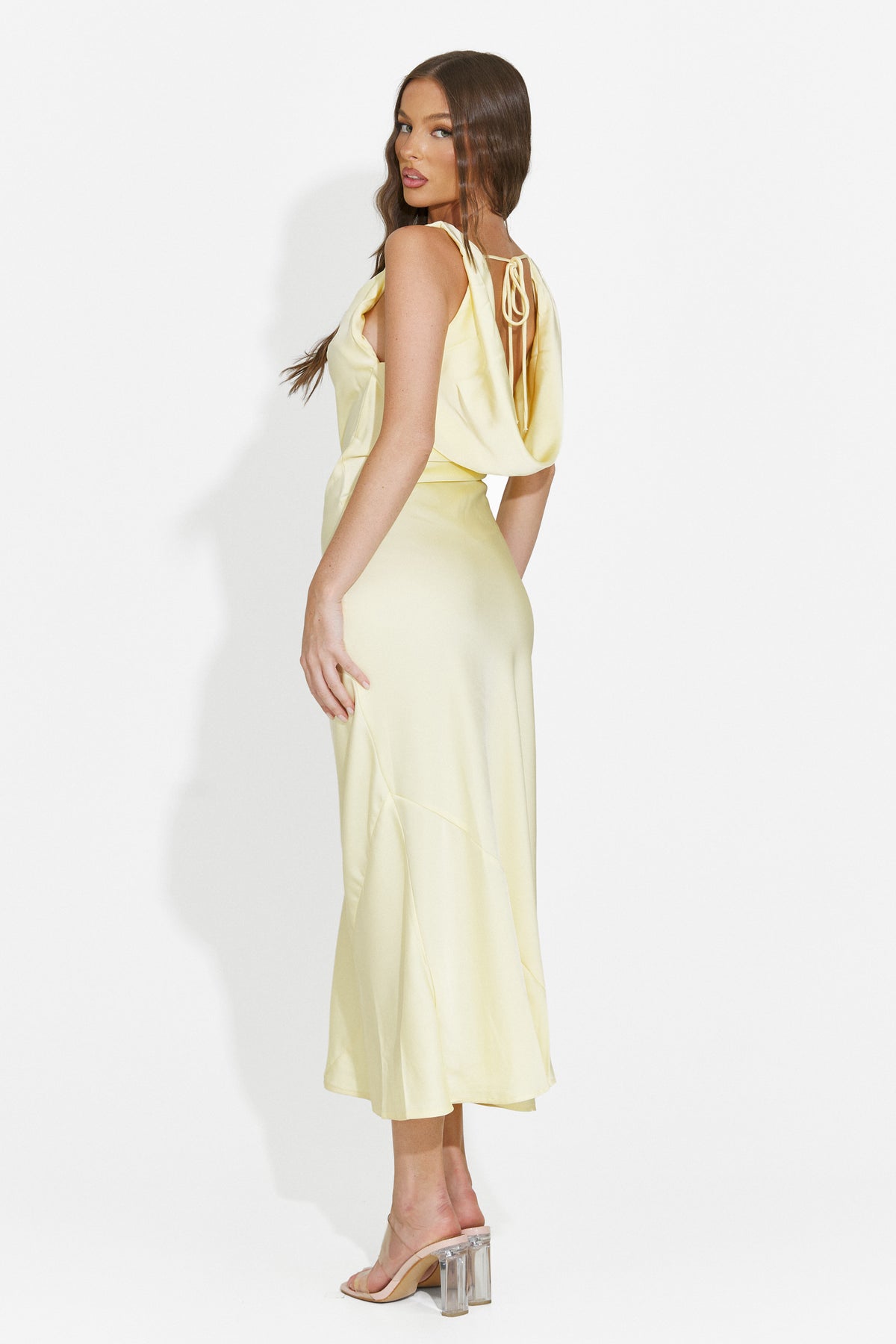 Rochie dama midi galbena Aliria Bogas, imaginea 2 din 7