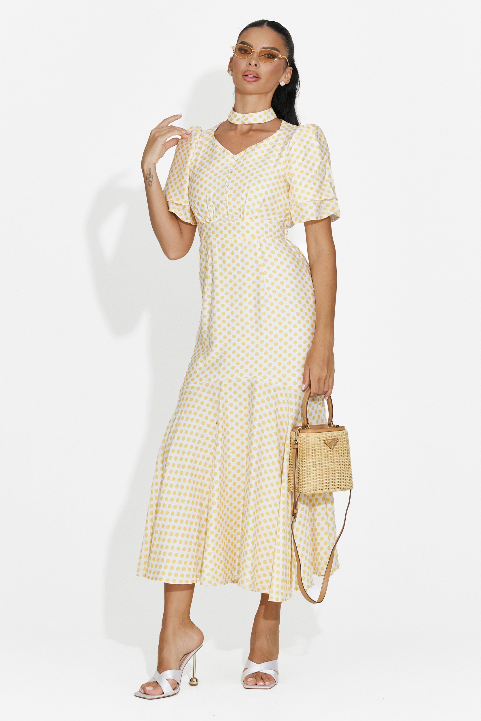 Rochie dama midi galbena Antoneia Bogas