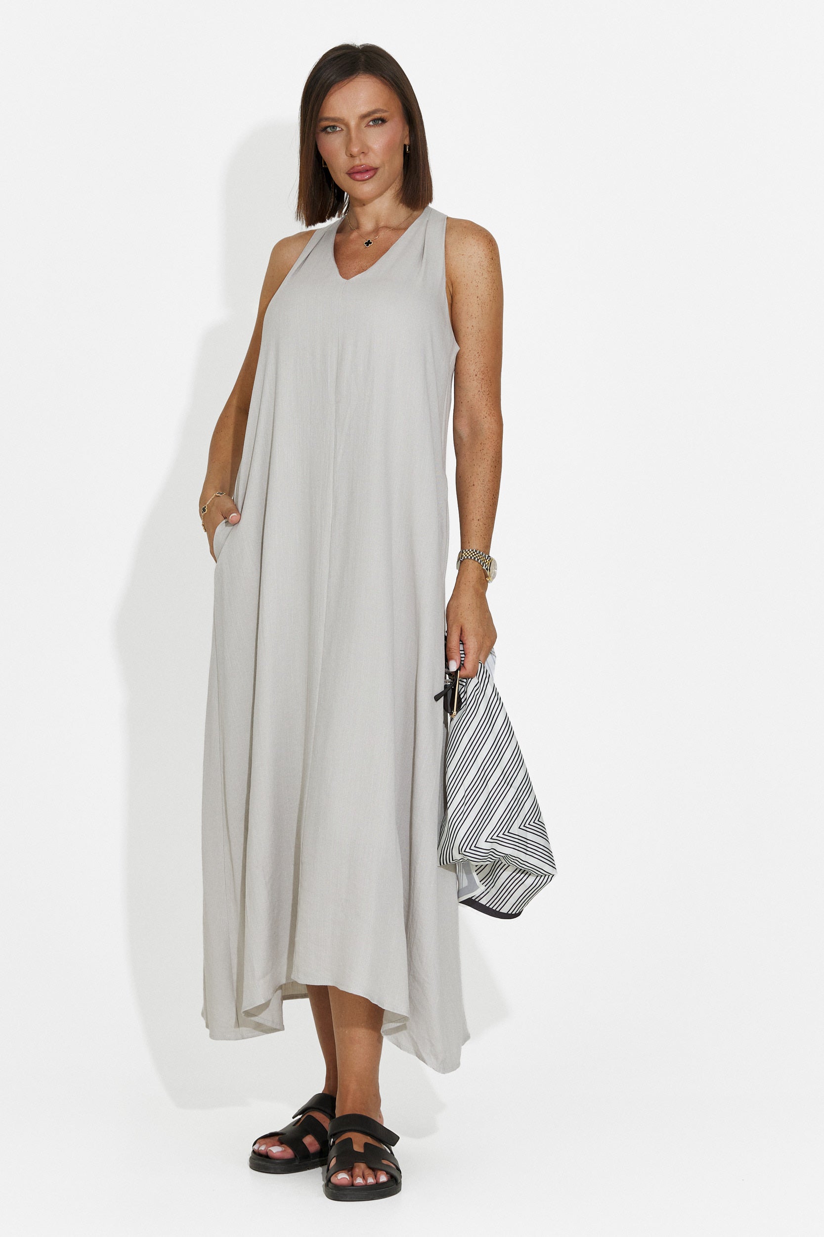 Rochie dama midi gri Alievia Bogas