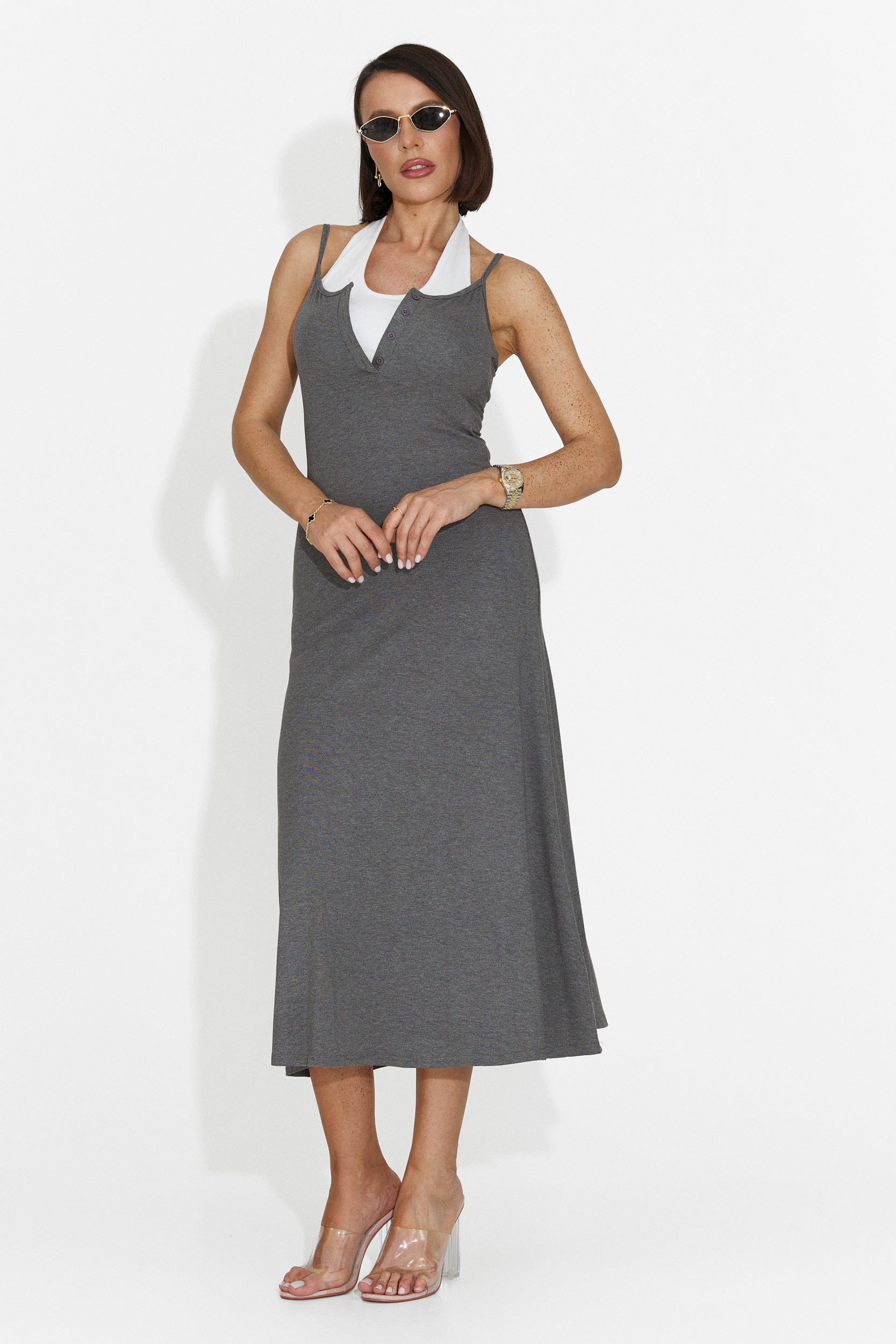Rochie dama midi gri Arasela Bogas
