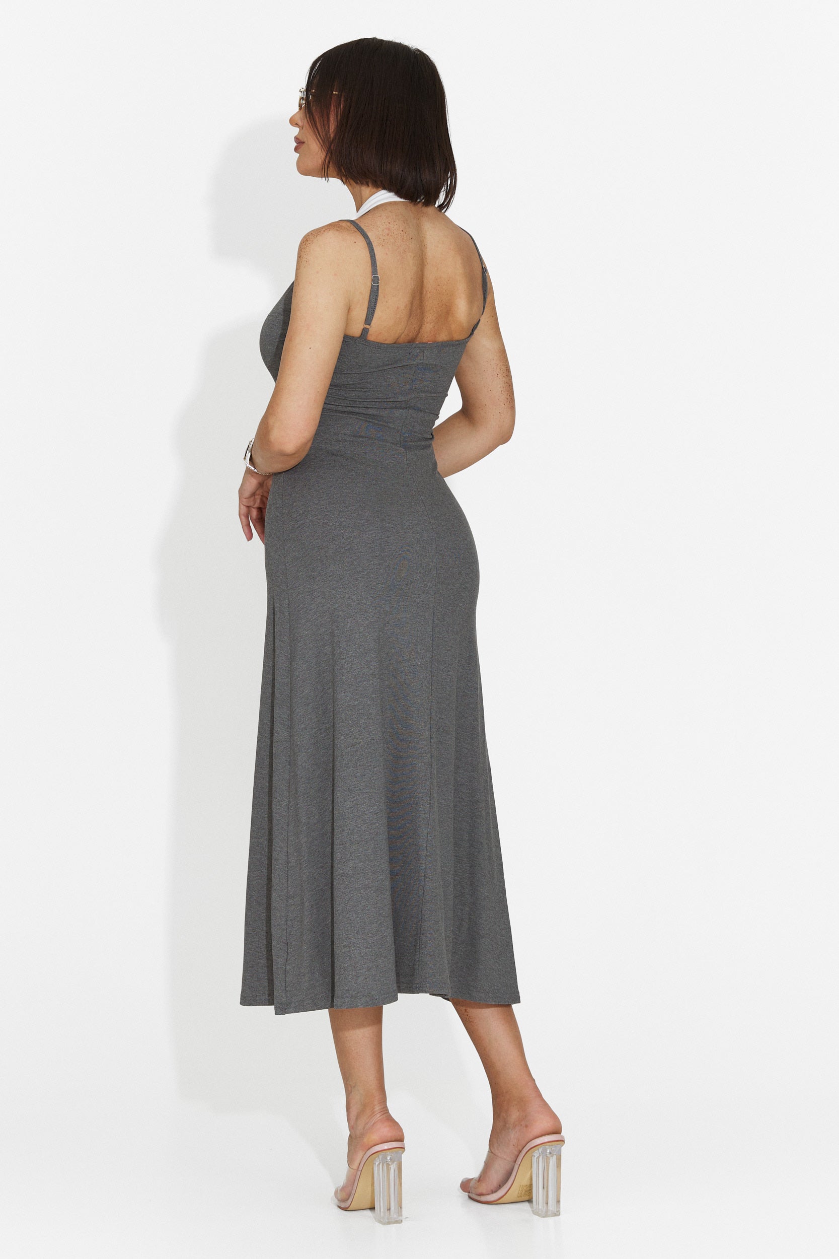 Rochie dama midi gri Arasela Bogas