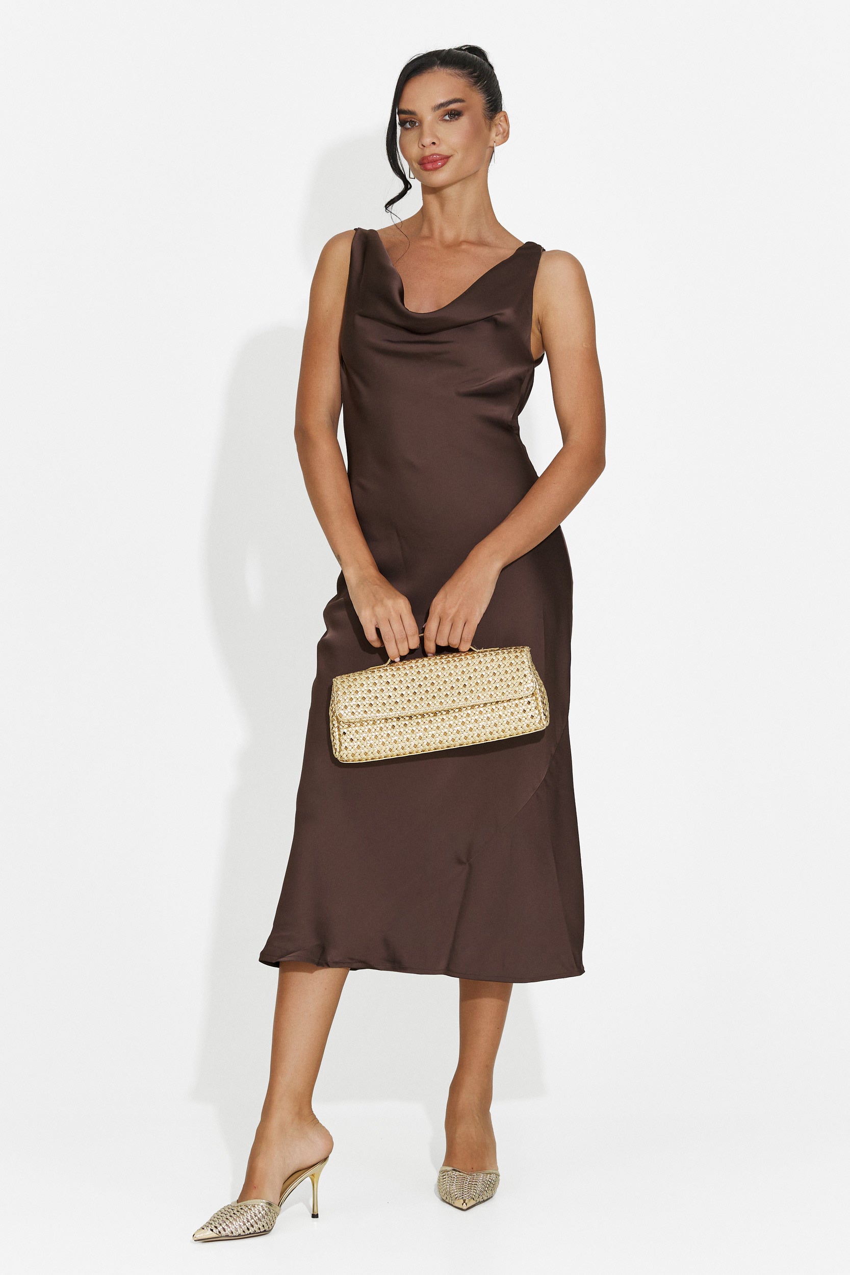 Rochie dama midi maro Aliria Bogas