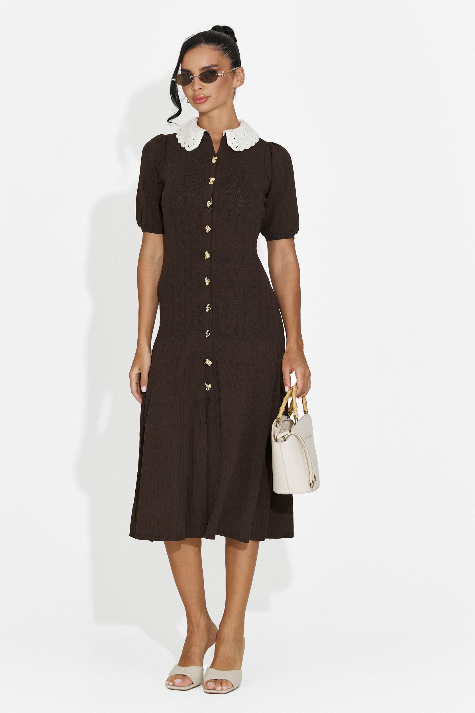 Rochie dama midi maro Ernesta Bogas