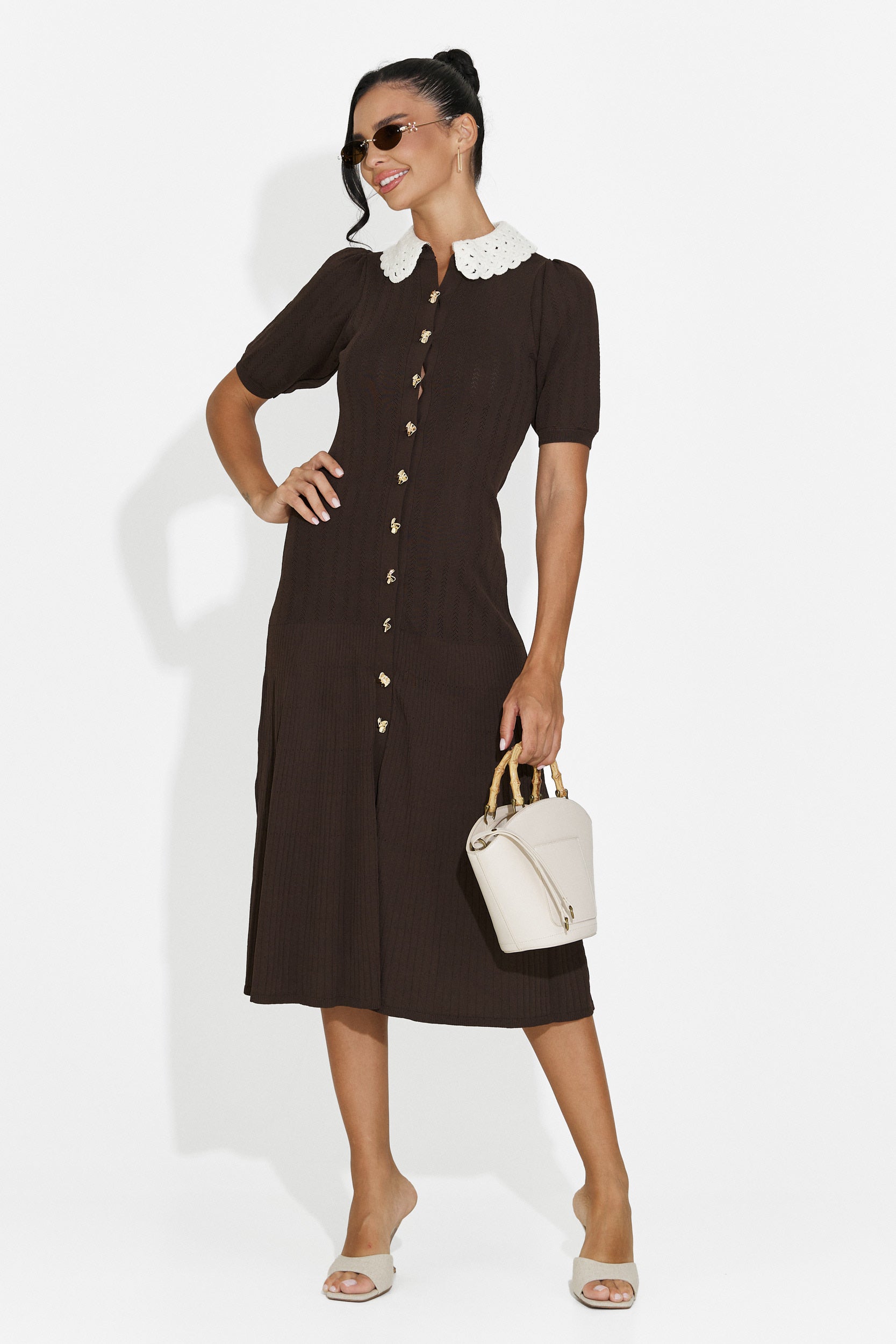 Rochie dama midi maro Ernesta Bogas