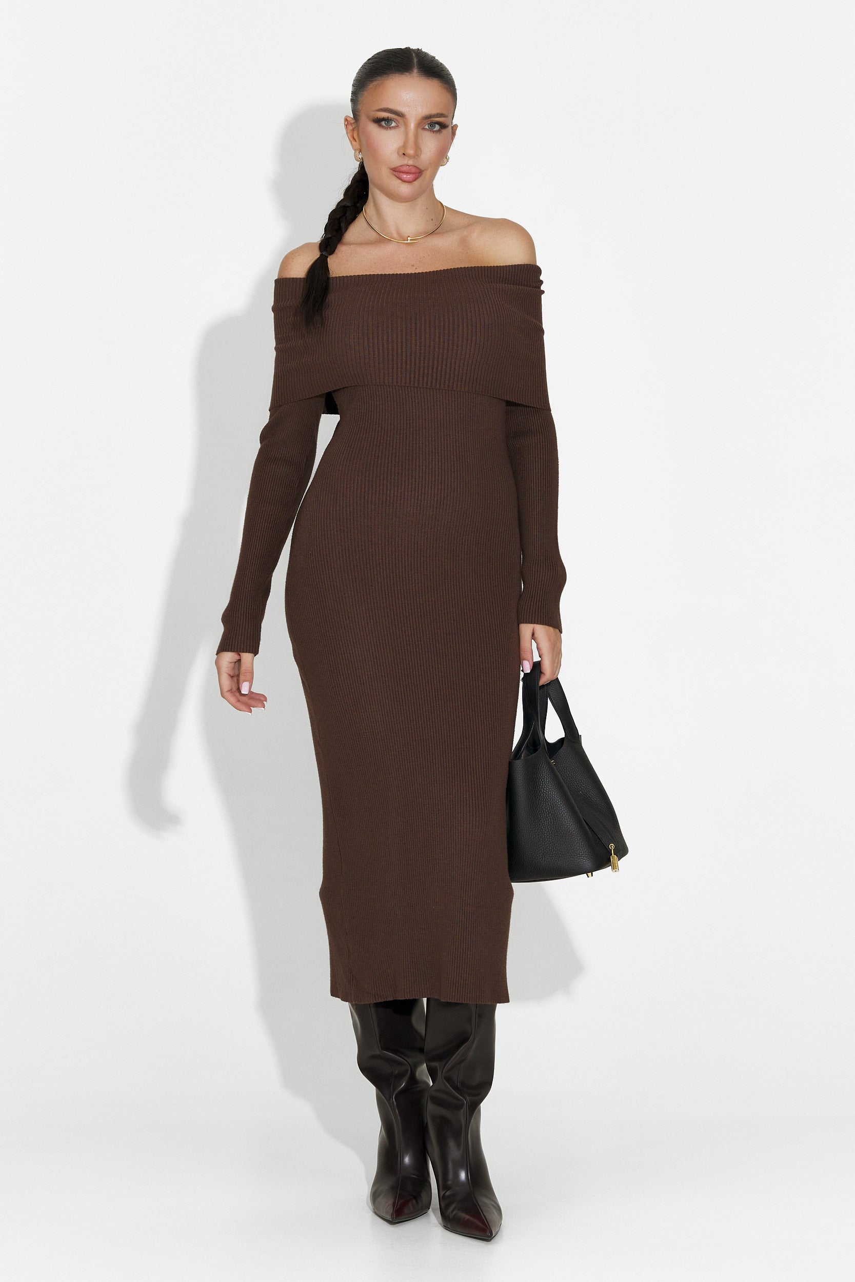 Rochie dama midi maro Velana Bogas