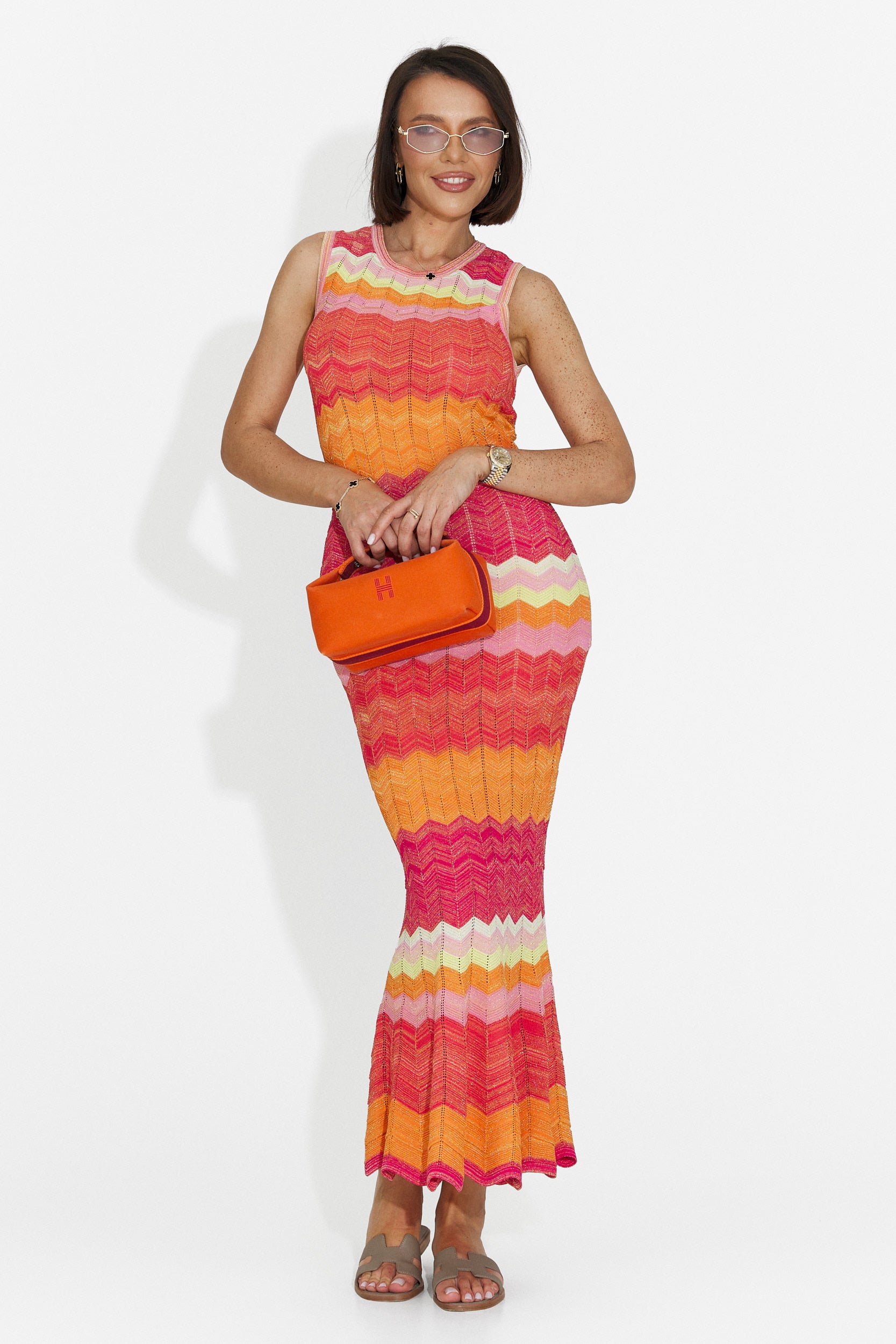 Rochie dama midi portocalie Karemy Bogas