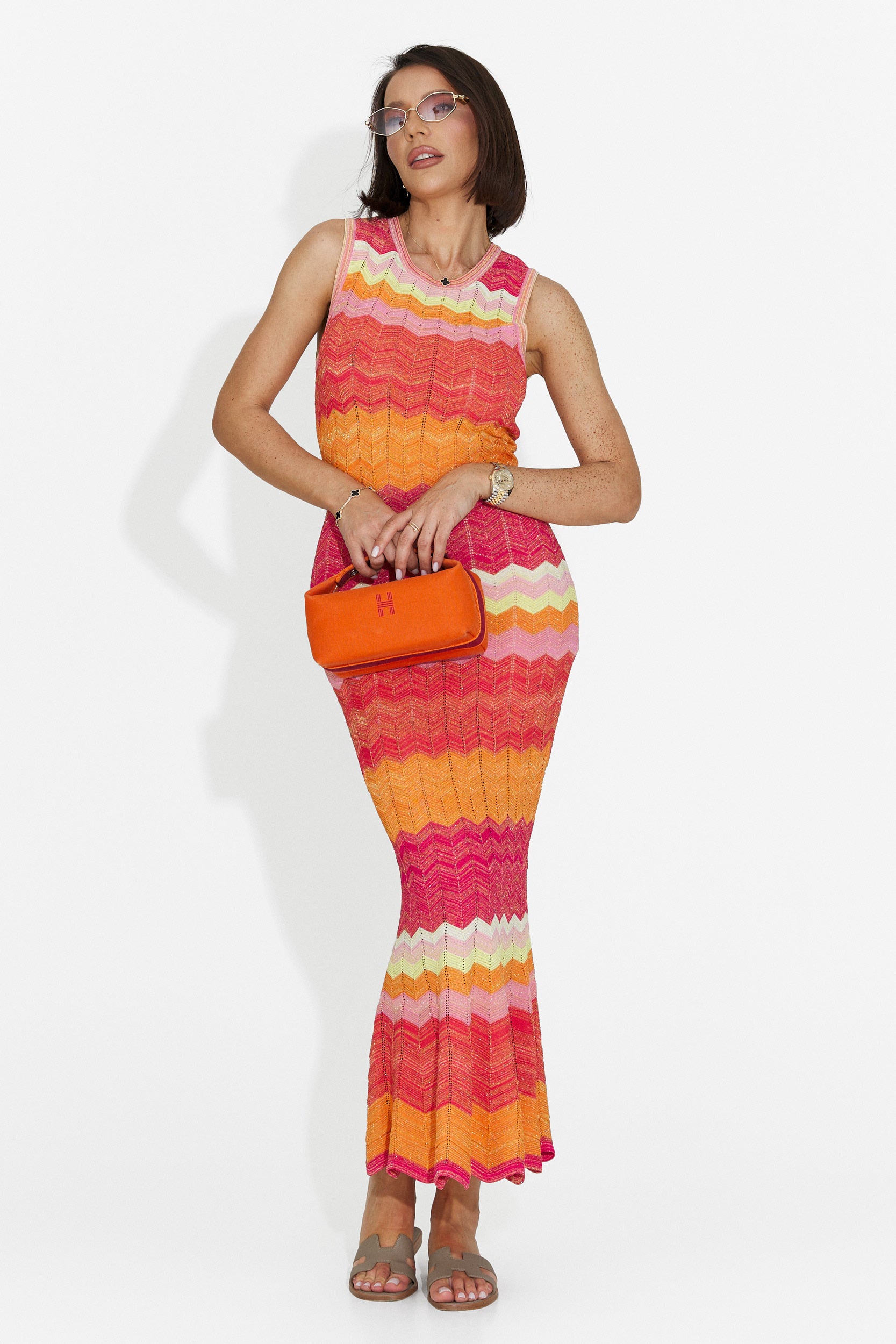 Rochie dama midi portocalie Karemy Bogas