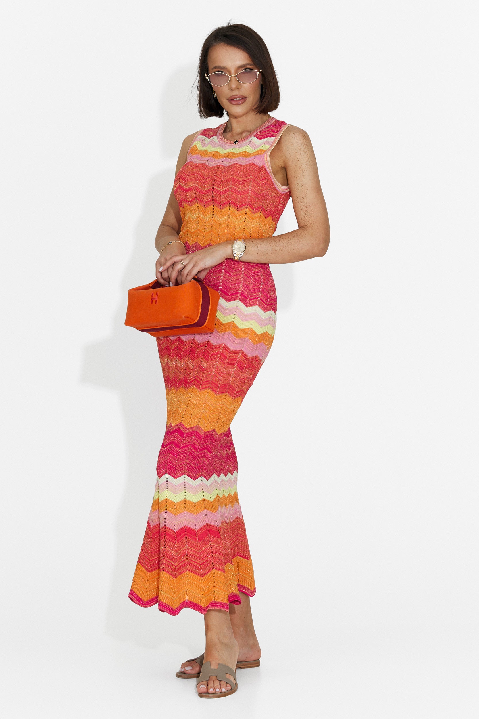 Rochie dama midi portocalie Karemy Bogas