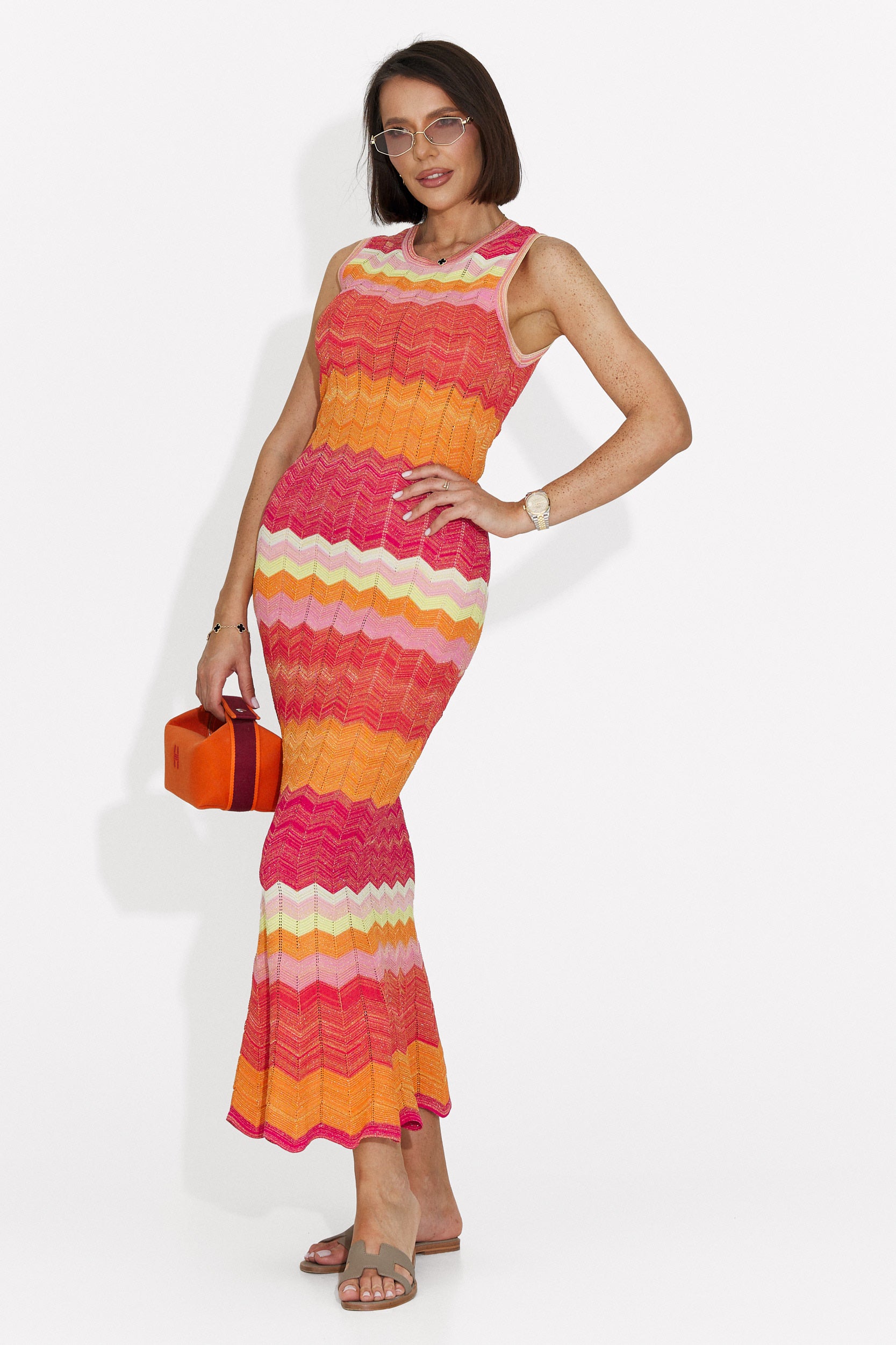 Rochie dama midi portocalie Karemy Bogas