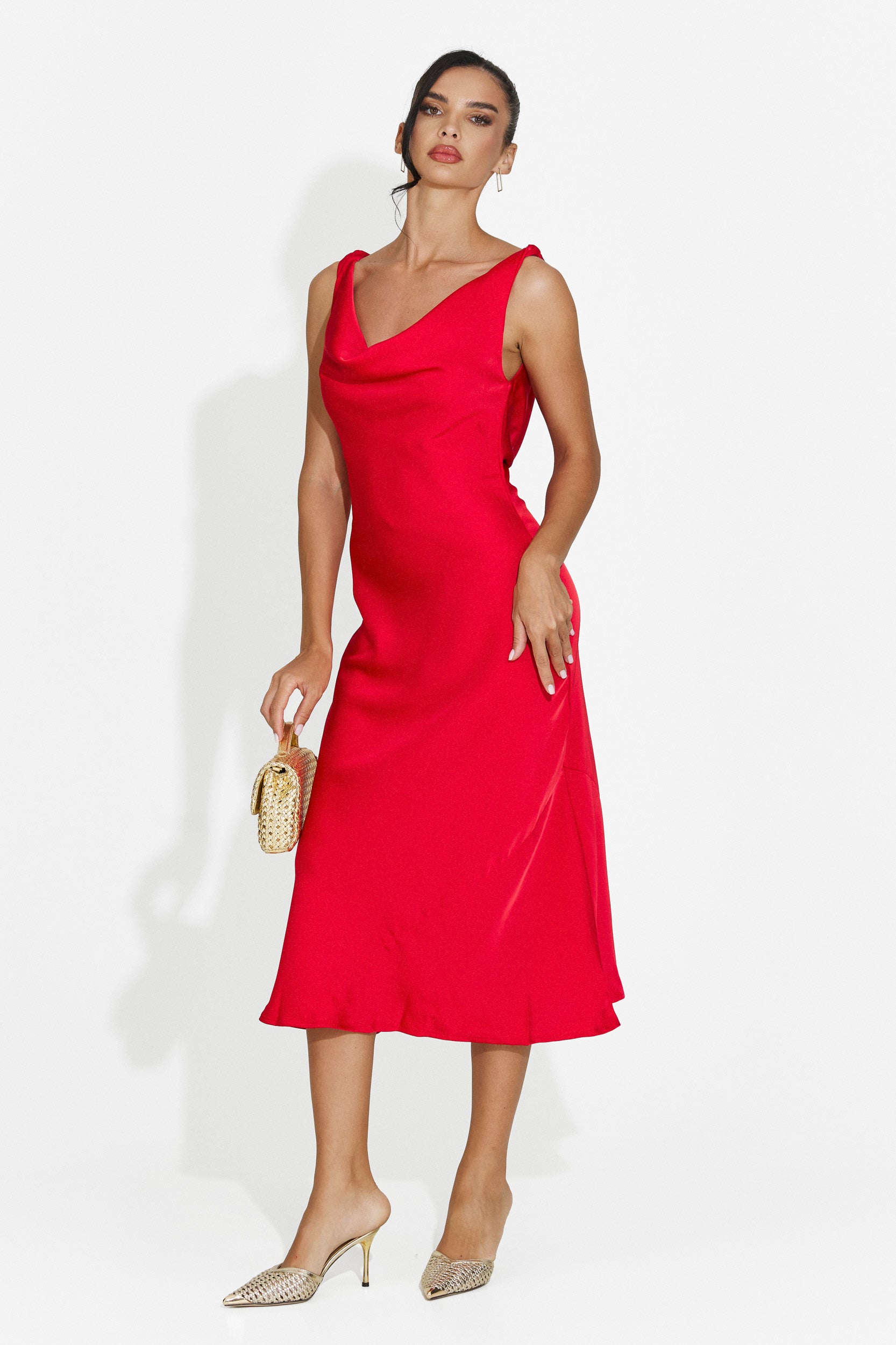 Rochie dama midi rosie Aliria Bogas