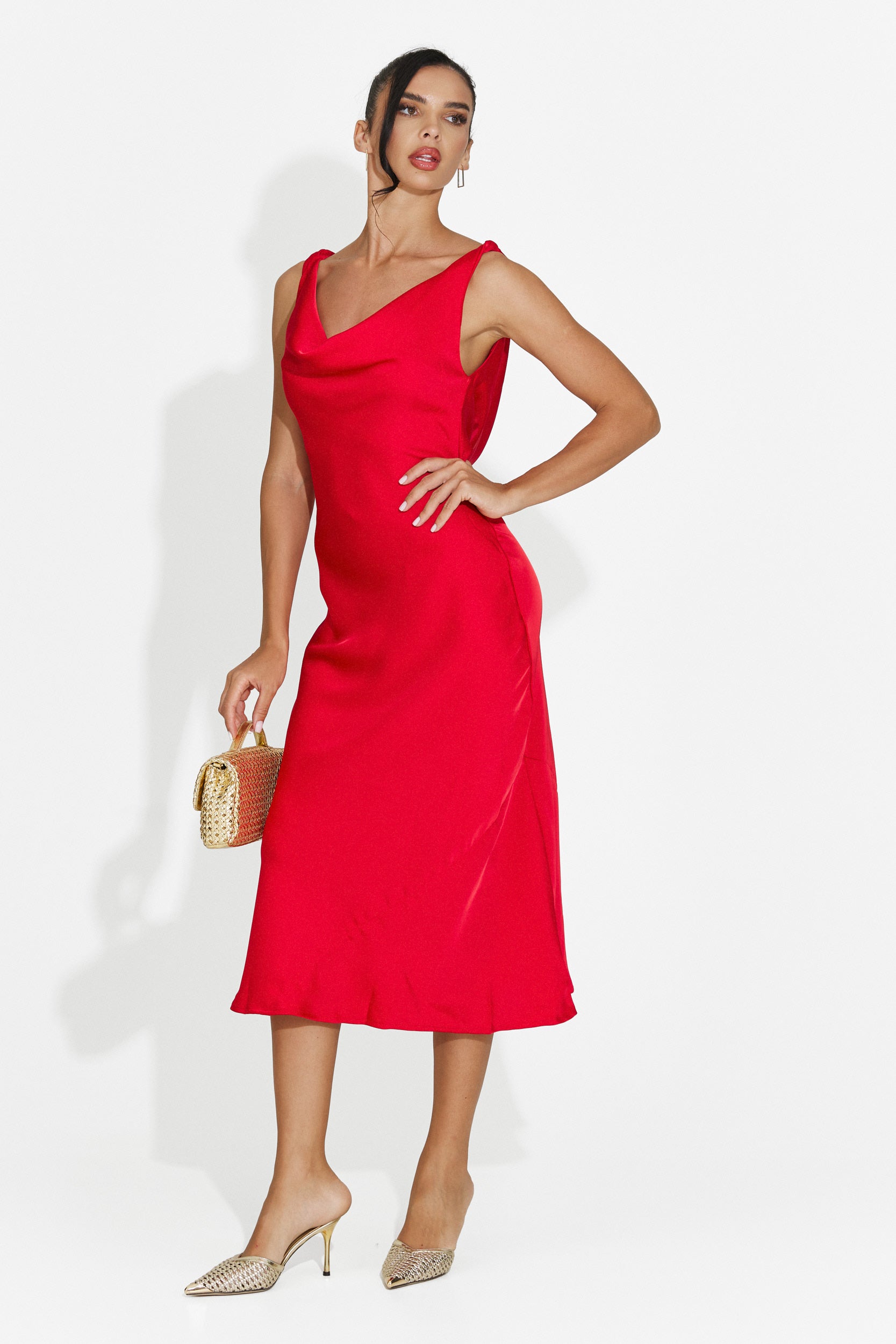 Rochie dama midi rosie Aliria Bogas