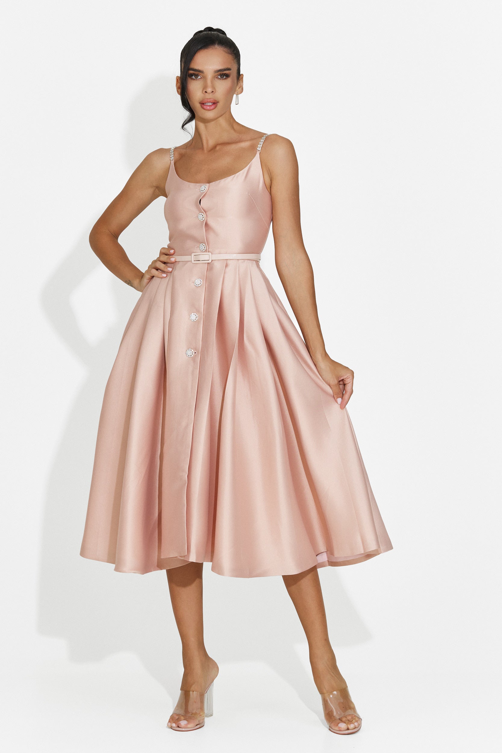 Rochie dama midi roz Florinela Bogas