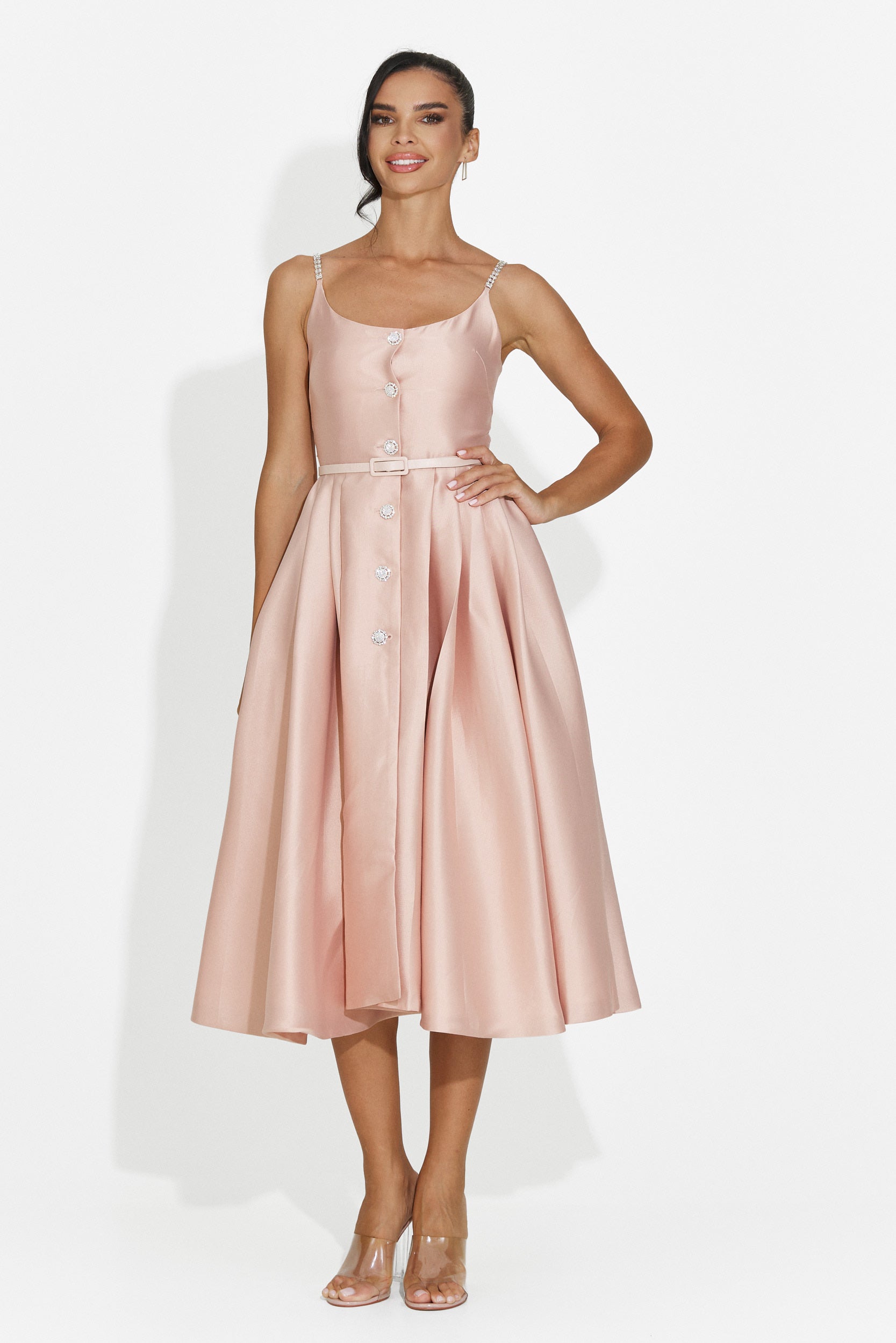 Rochie dama midi roz Florinela Bogas