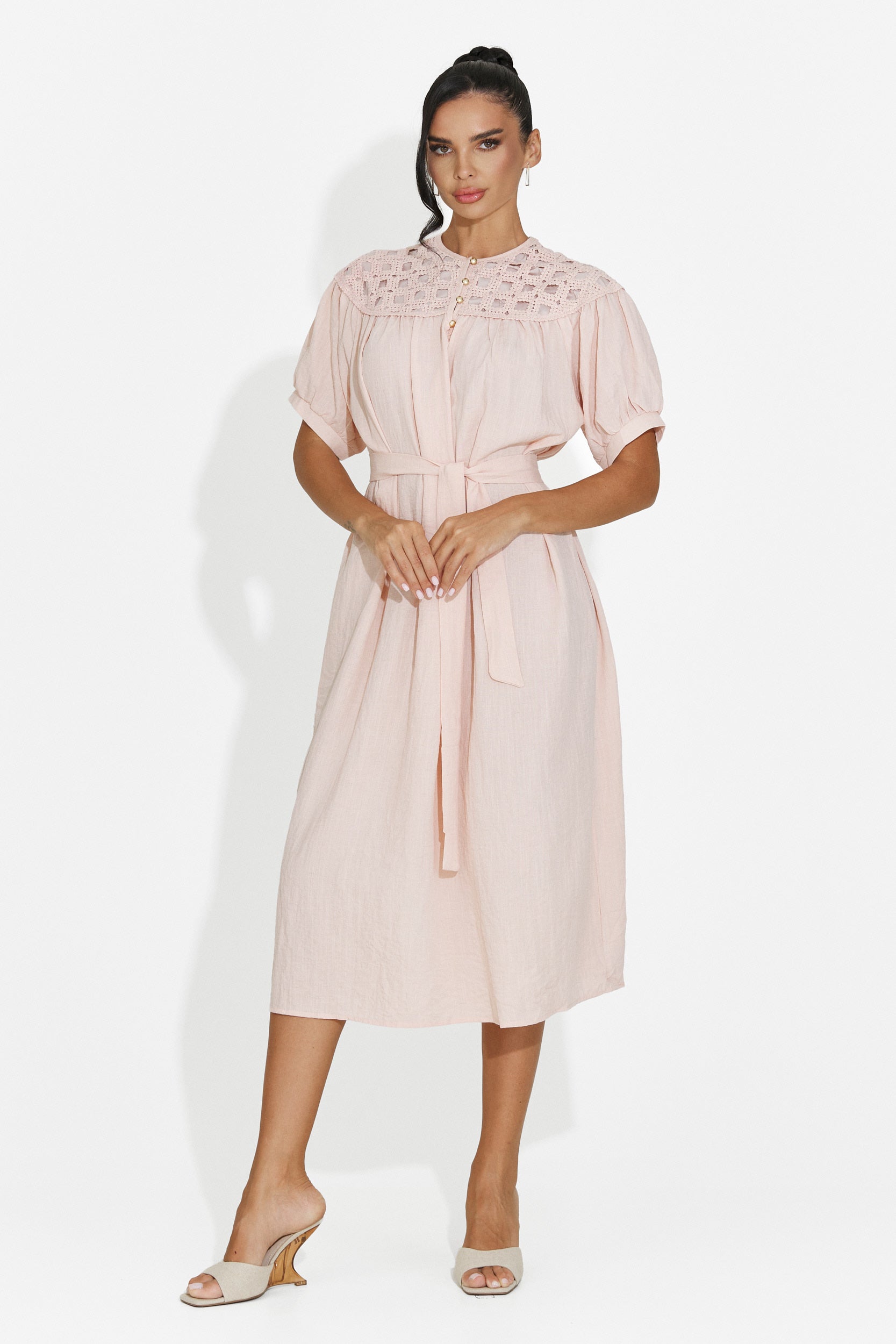 Rochie dama midi roz Olema Bogas