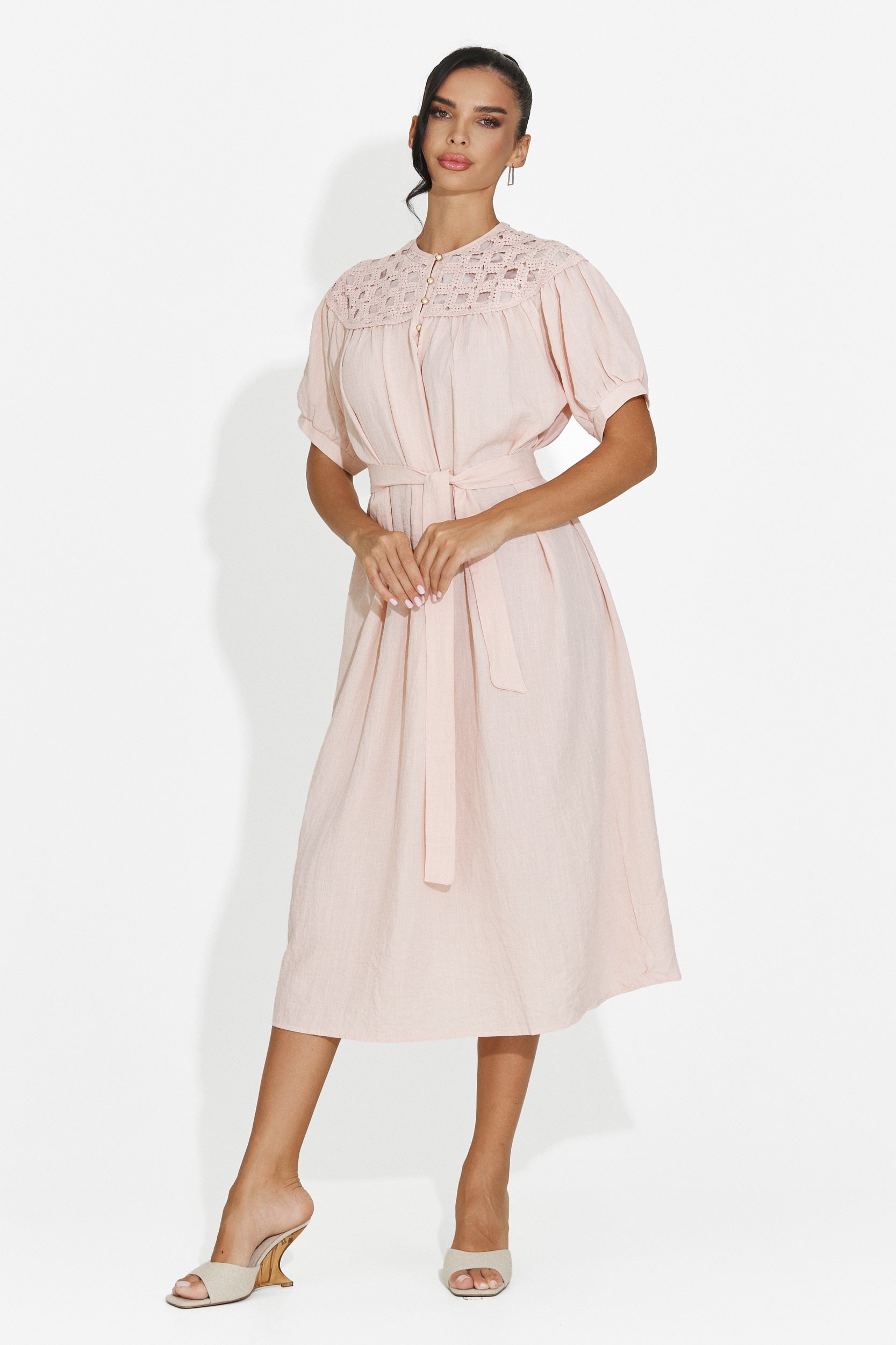 Rochie dama midi roz Olema Bogas