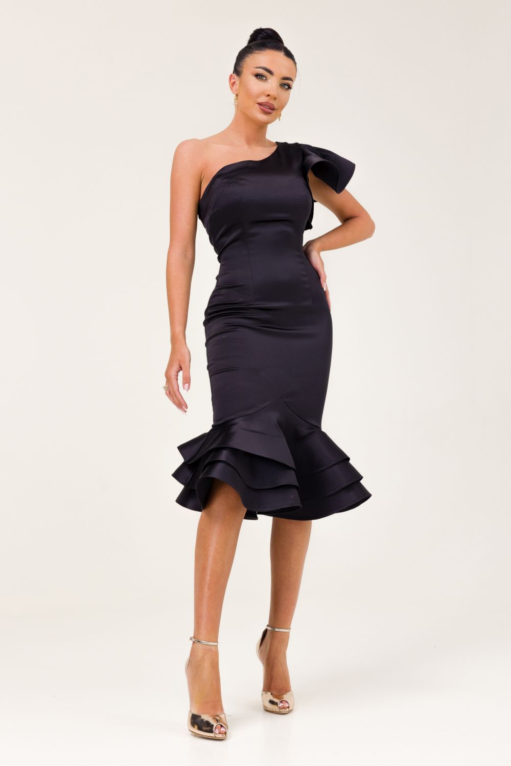 [Resigilat] Rochie dama midi tafta neagra Zammy Bogas