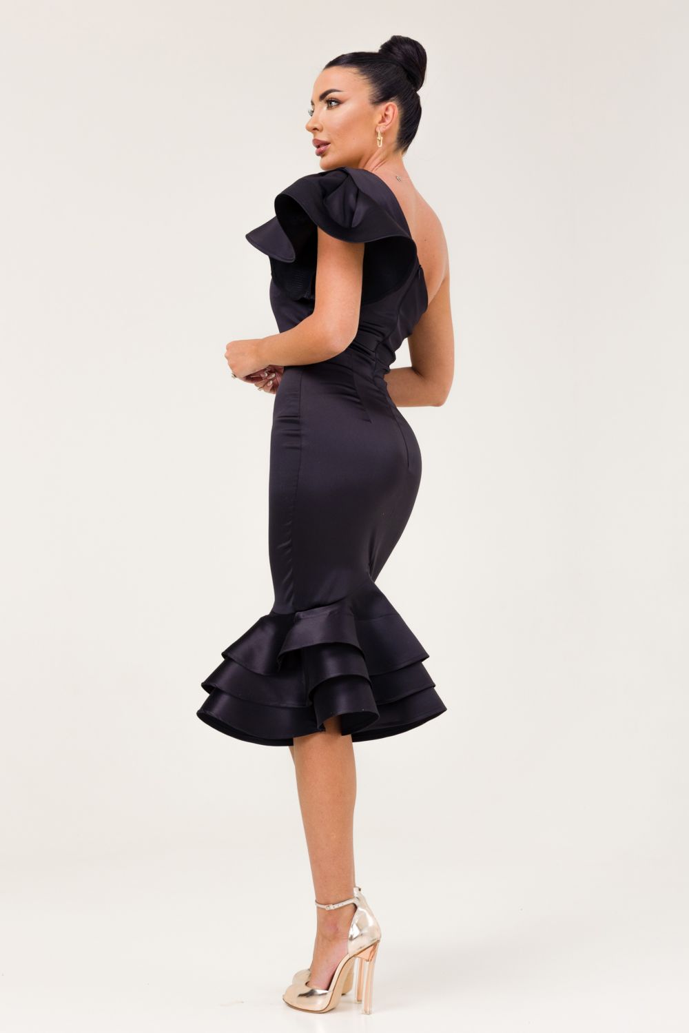 [Resigilat] Rochie dama midi tafta neagra Zammy Bogas