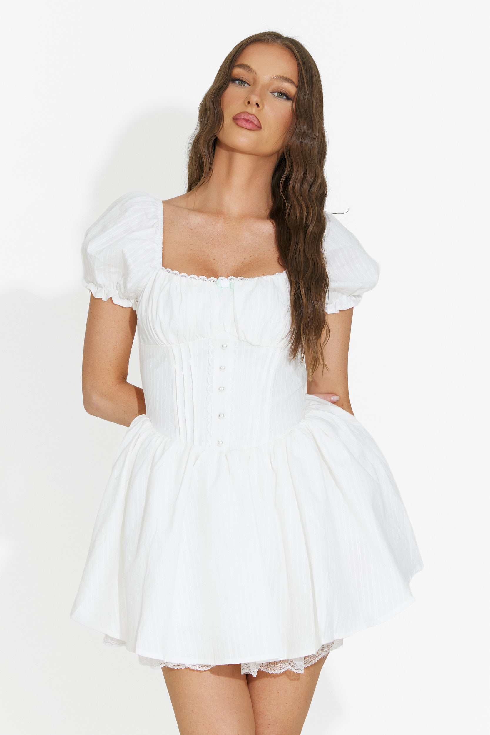 Rochie dama scurta alba Alesandria Bogas