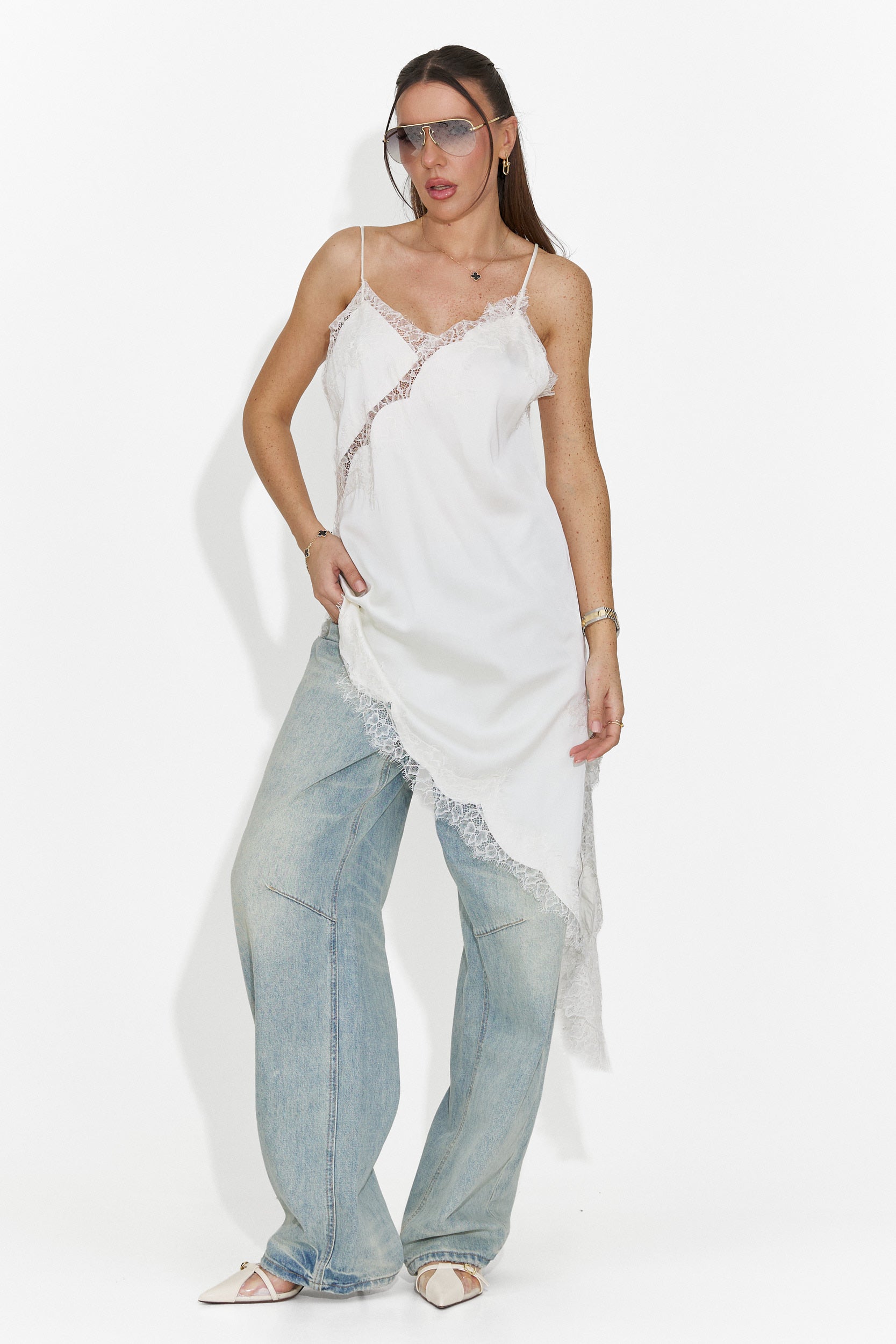 Rochie dama scurta alba Francisca Bogas