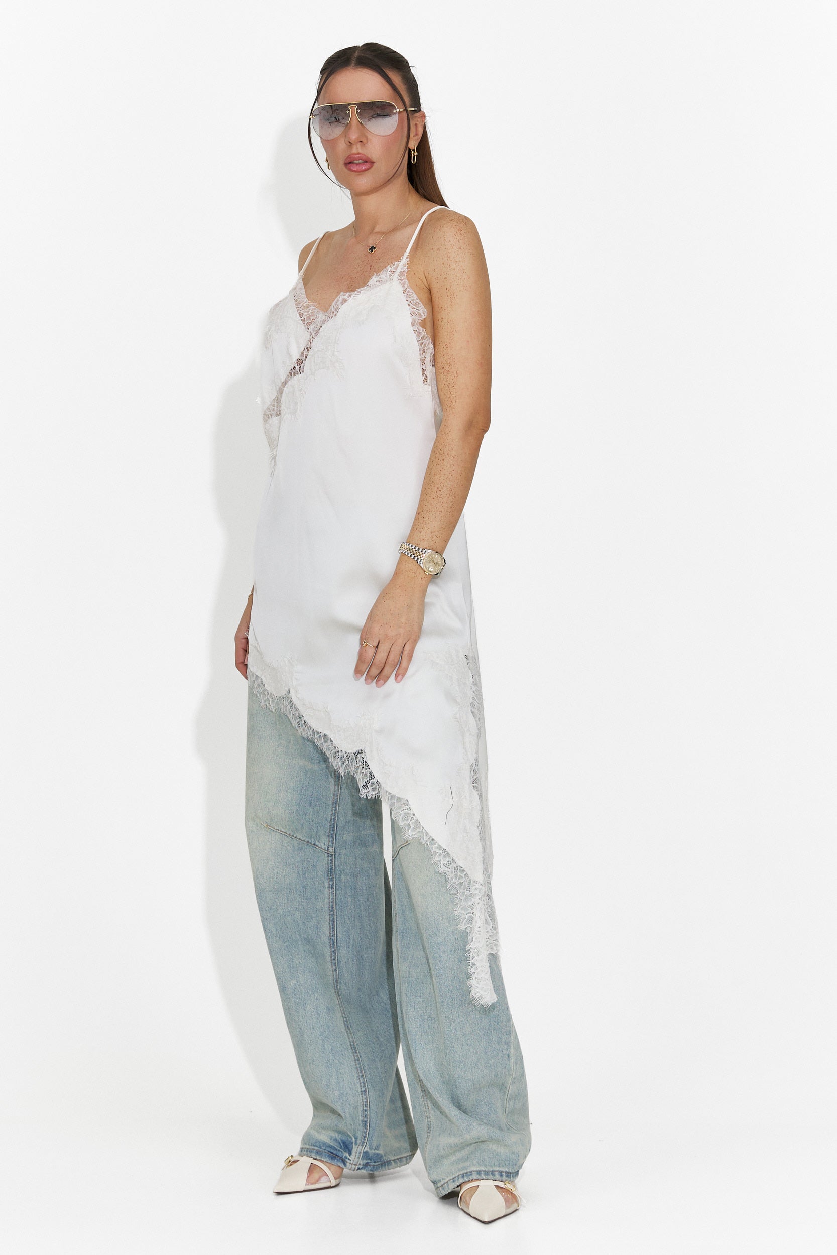 Rochie dama scurta alba Francisca Bogas