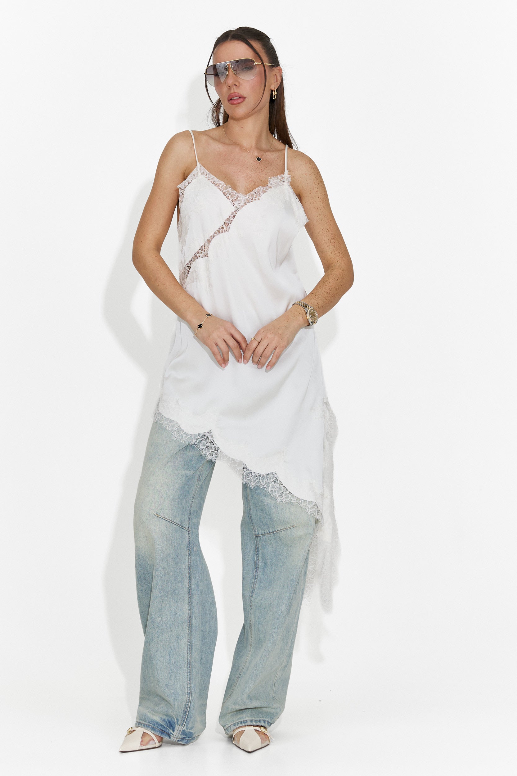 Rochie dama scurta alba Francisca Bogas