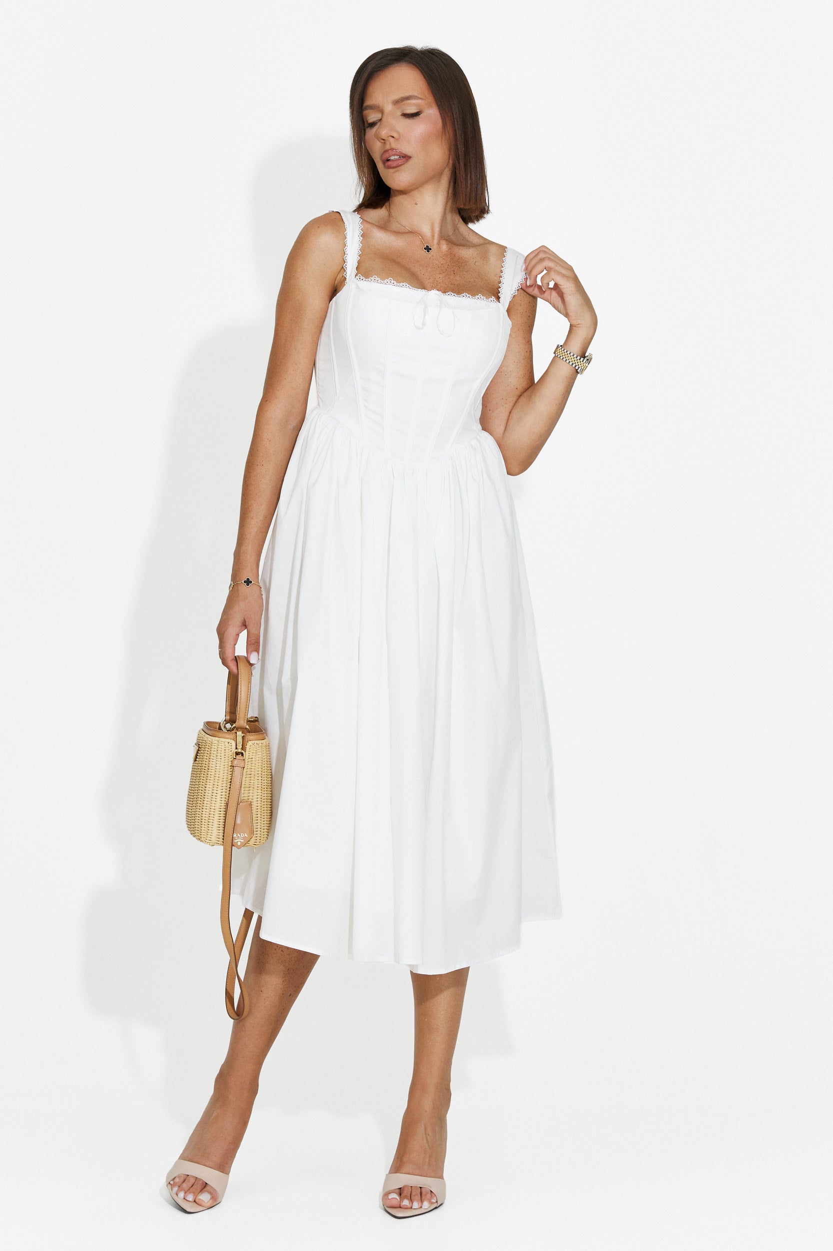 Rochie dama scurta alba Ofiliana Bogas