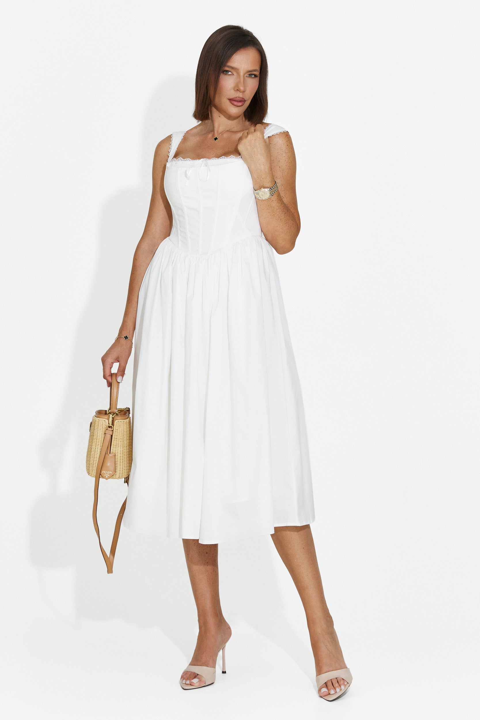 Rochie dama scurta alba Ofiliana Bogas