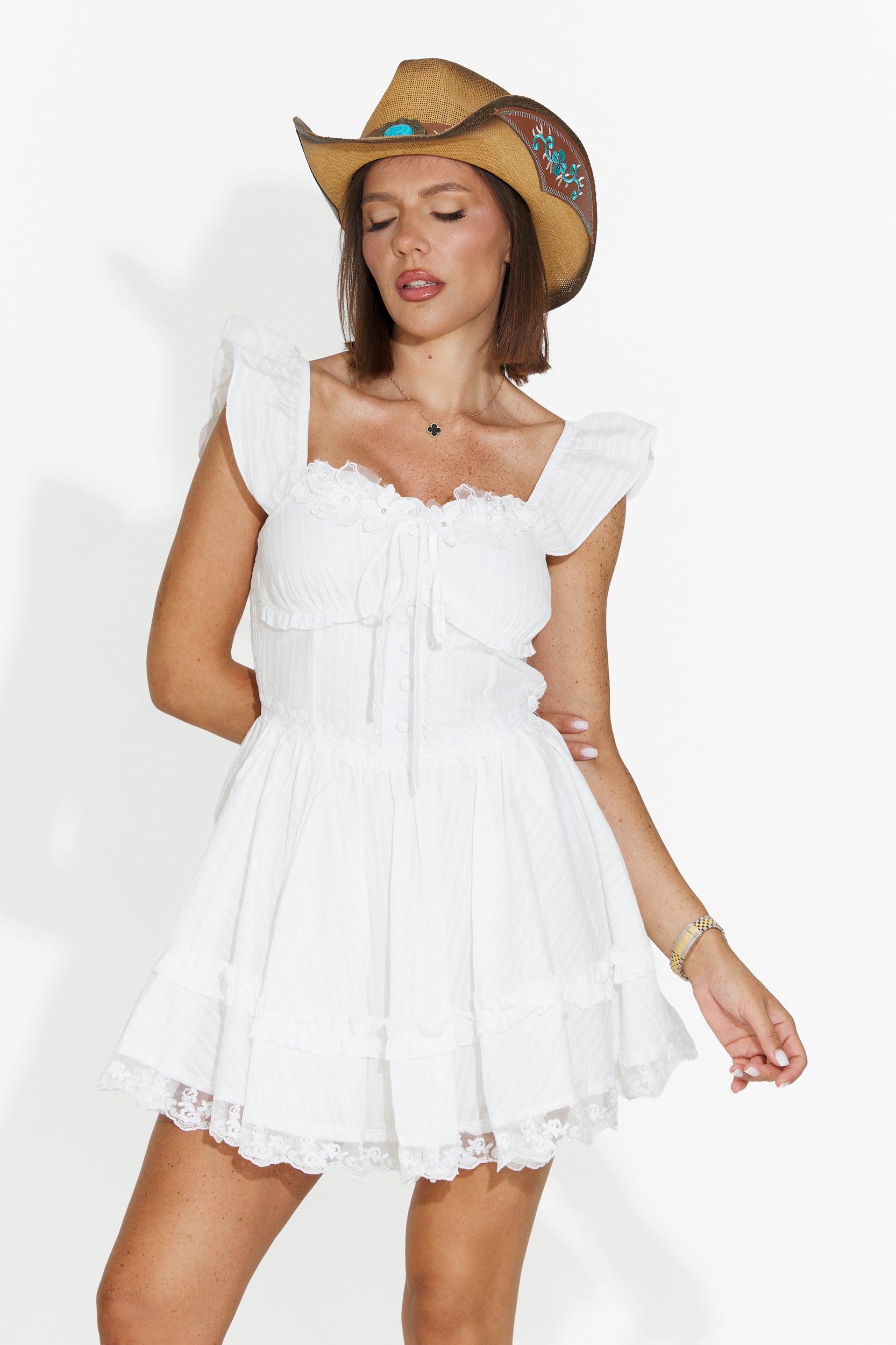 Rochie dama scurta alba Zoraia Bogas
