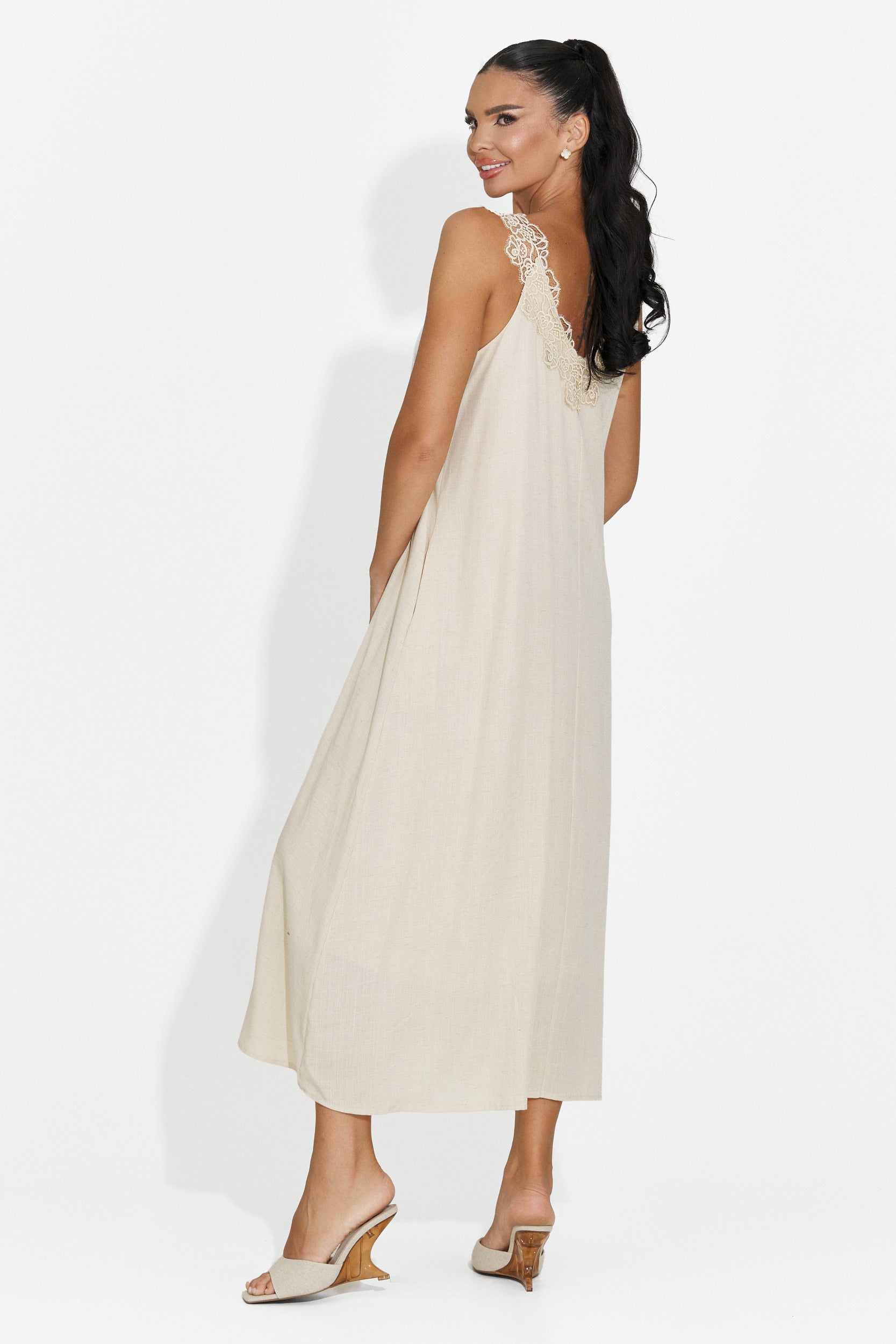 Rochie dama scurta bej Clarinia Bogas