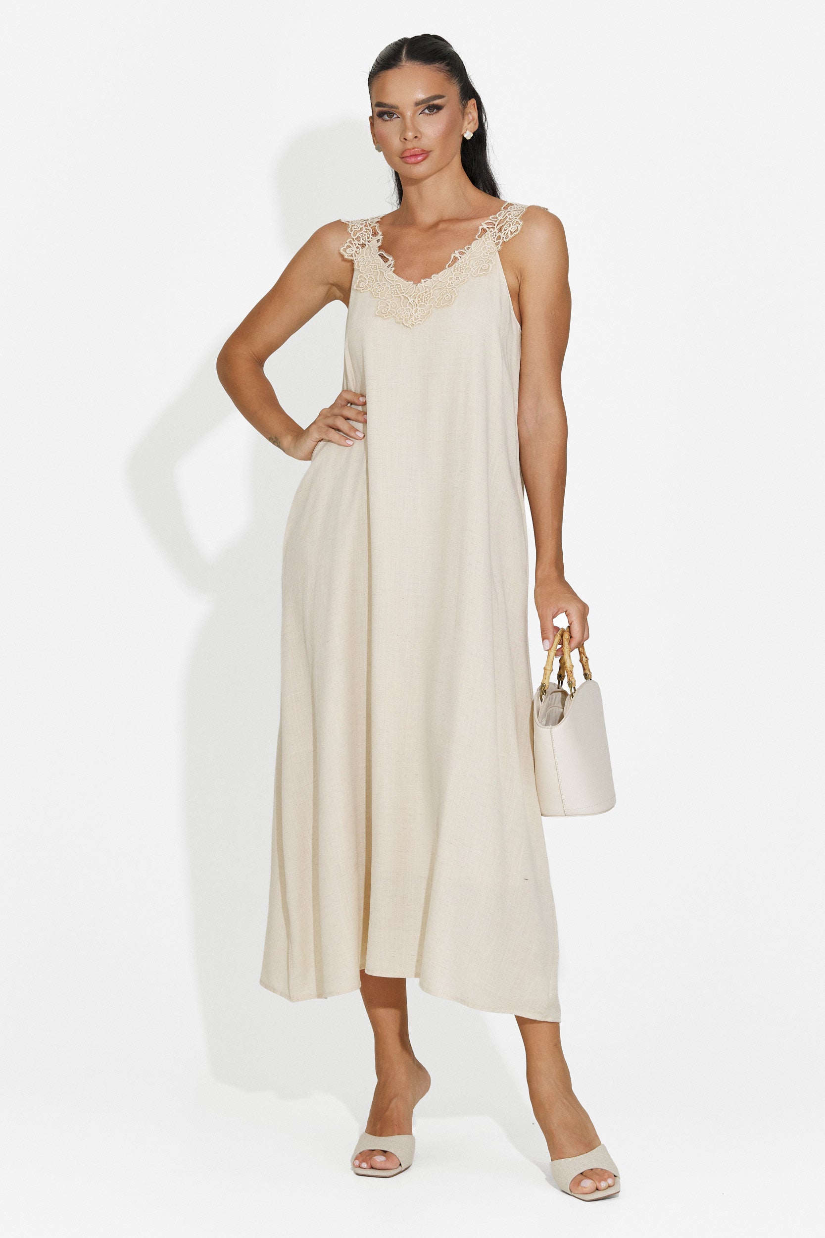 Rochie dama scurta bej Clarinia Bogas