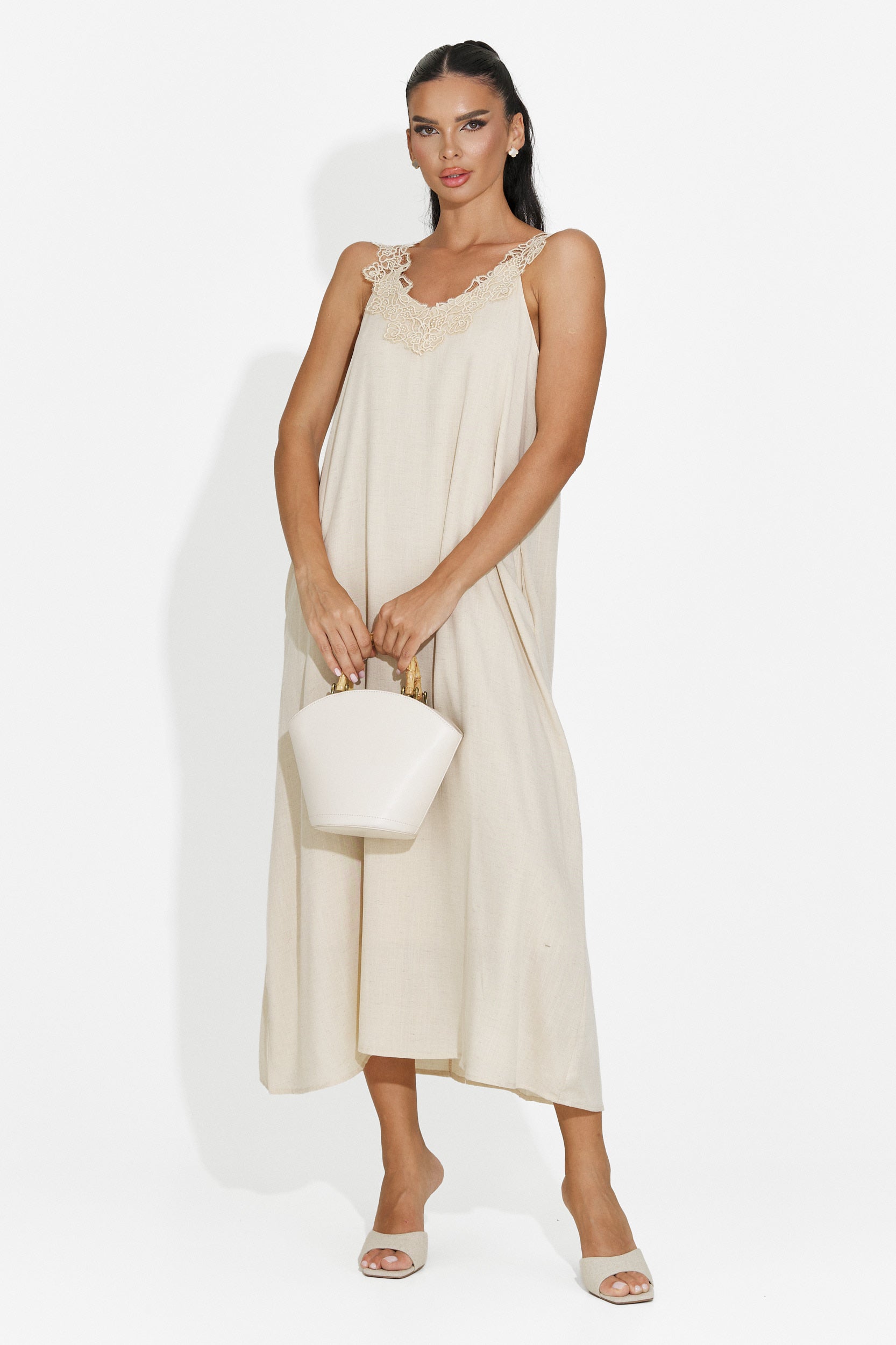 Rochie dama scurta bej Clarinia Bogas
