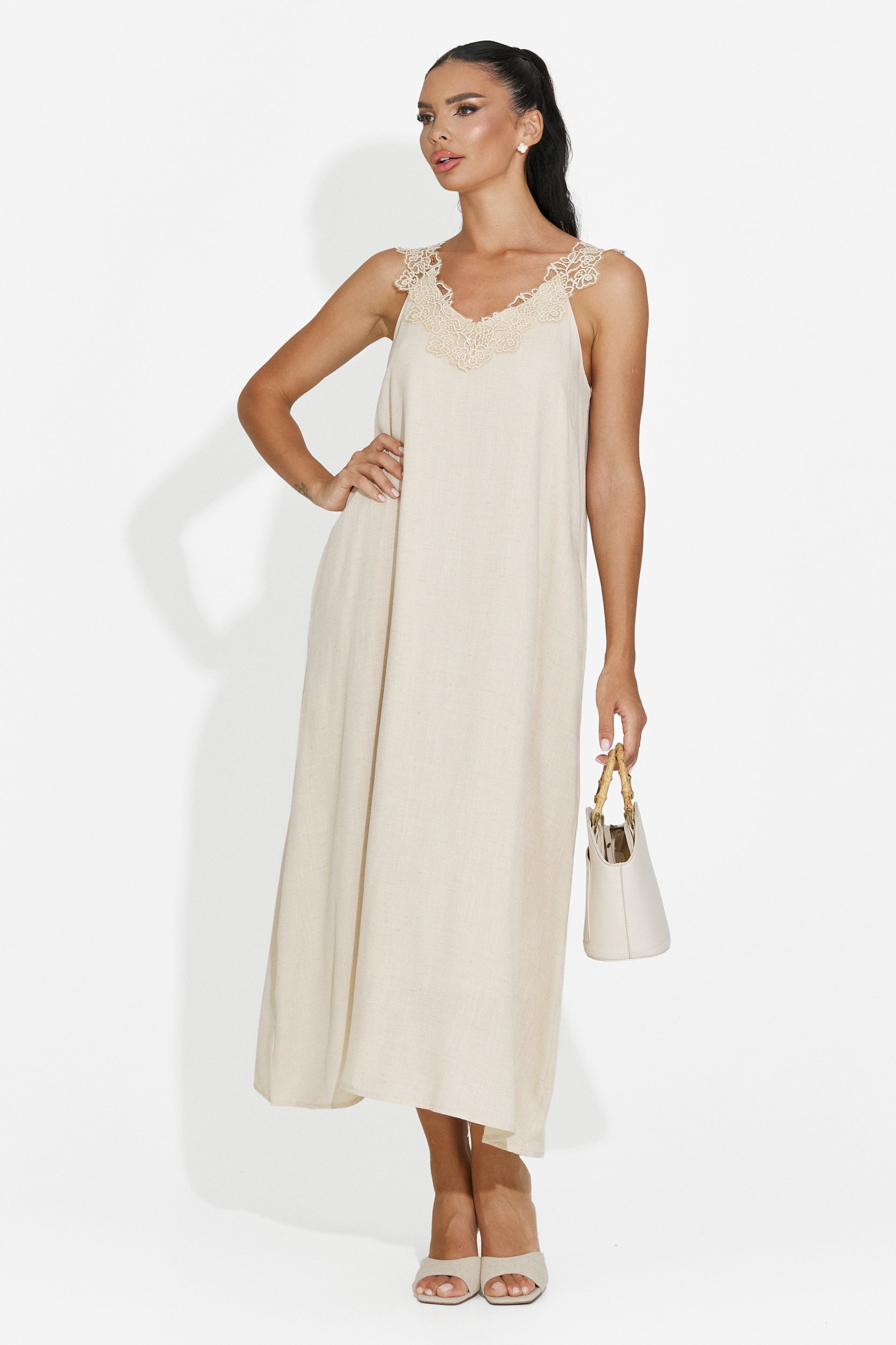 Rochie dama scurta bej Clarinia Bogas