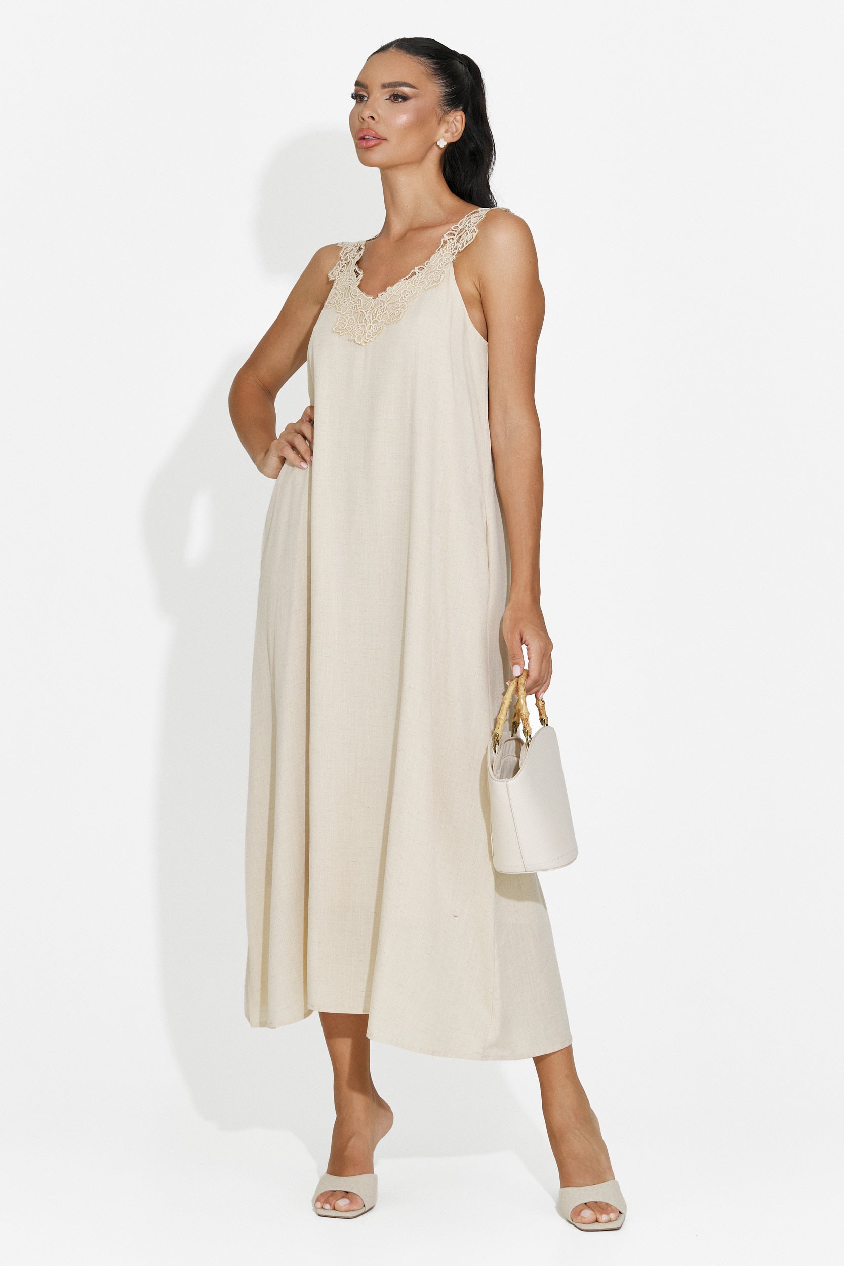 Rochie dama scurta bej Clarinia Bogas