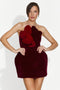 Burgundy short women's dress Delina Bogas